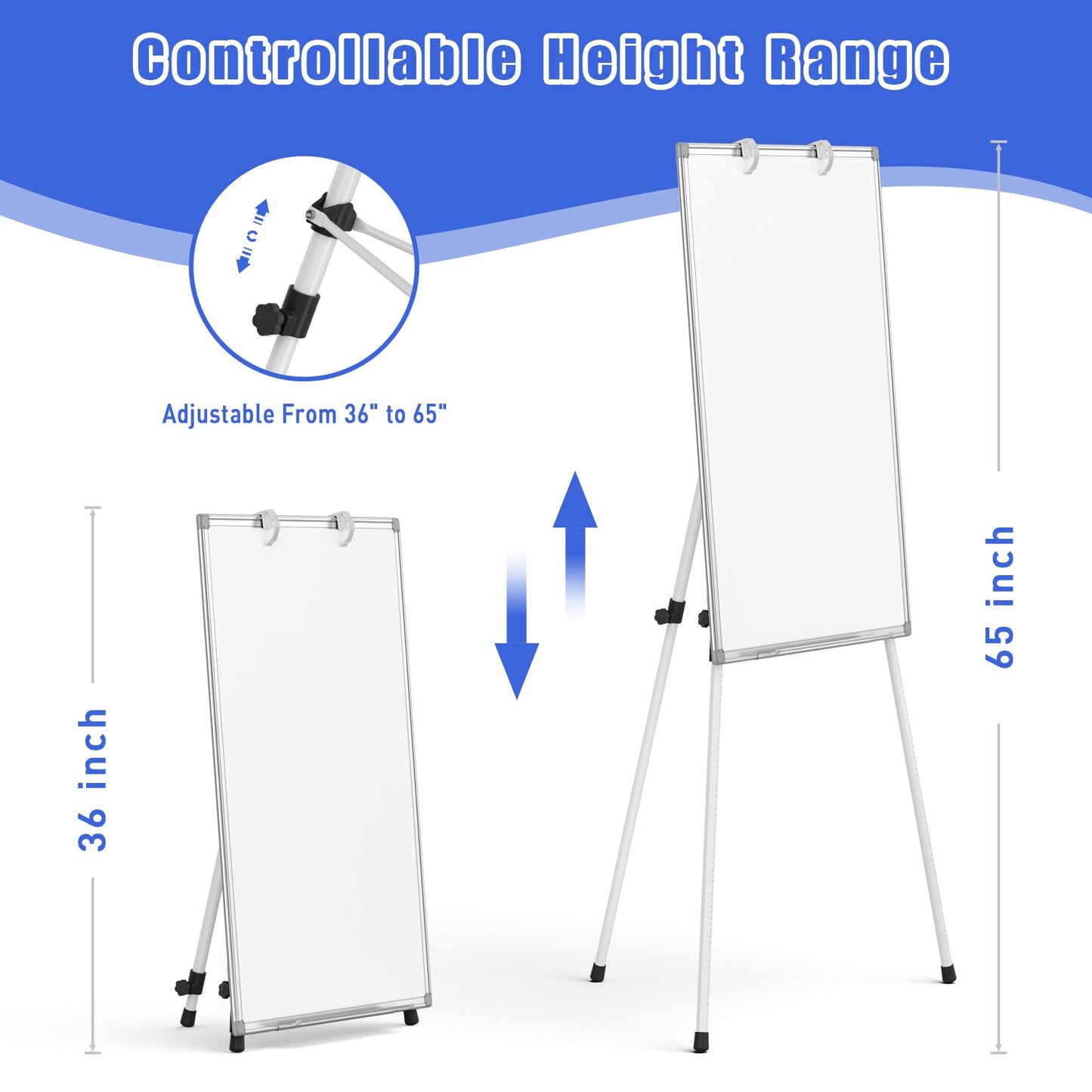 JOYUMY Dry Erase White Board with Stand 36x24 Magnetic Portable Easel with Height Adjustable Tripod, 3' x 2' Flipchart Easel Stand up with Markers, Eraser & Magnets for School Office Classroom Home
