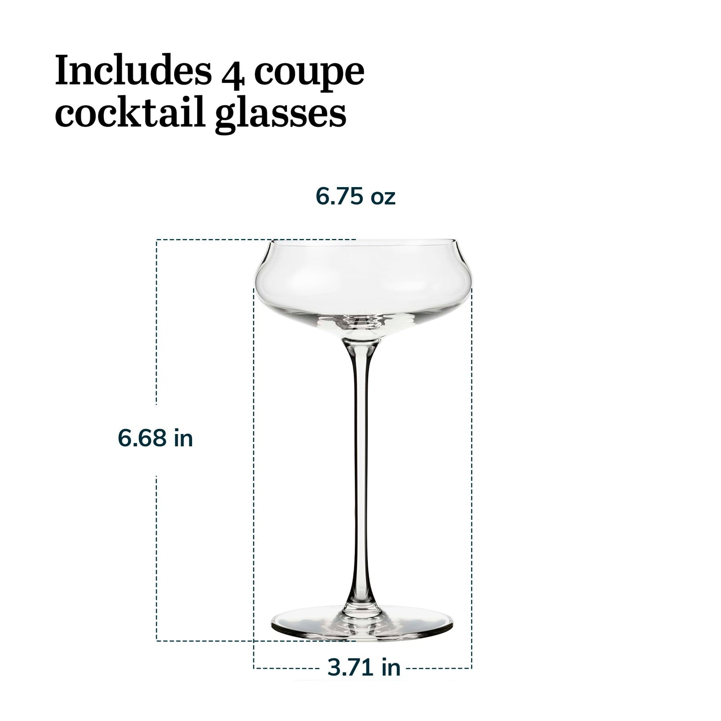 Libbey Signature Stratford Coupe Cocktail Glasses Set of 4, Artful, Lavish Coupe Martini Glasses, Stemmed Cocktail Glasses for Weddings, Birthdays