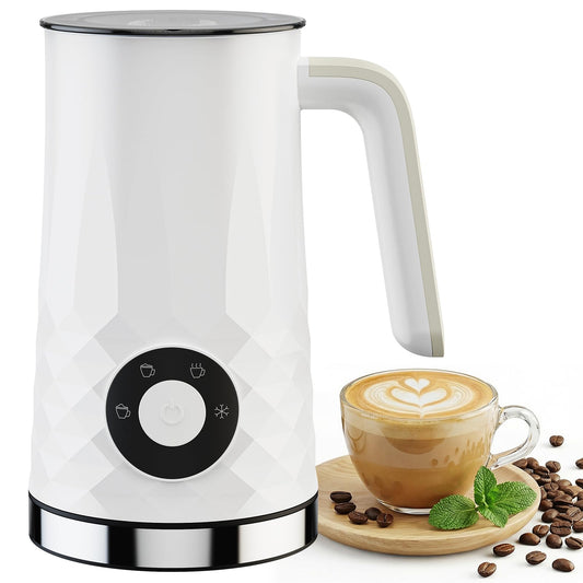 COFUN Milk Frother, 4-in-1 Electric Milk Frother and Steamer, 11.8oz Automatic Hot & Cold Foam Maker, Dishwasher Safe, Quiet Operation for Coffee, Latte, Cappuccino, Hot Chocolate (White)
