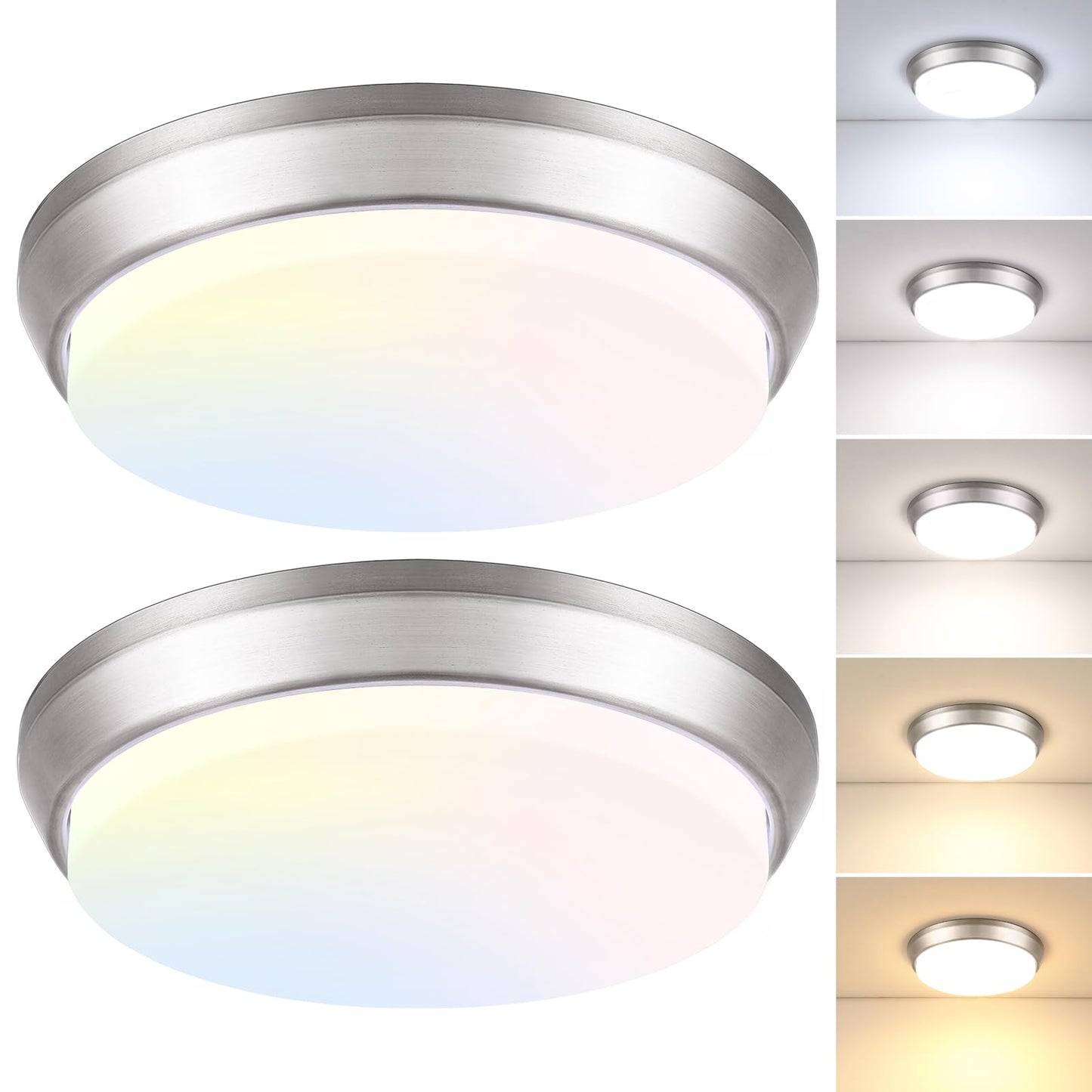 13 Inch Dimmable LED Ceiling Light Fixture, 4000 Lumens Super Bright 36W Flush Mount Ceiling Light, 2700K/3000K/4000K/5000K/6500K Adjustable Modern Ceiling Lamps for Bedroom Kitchen Bathroom, 2 Packs