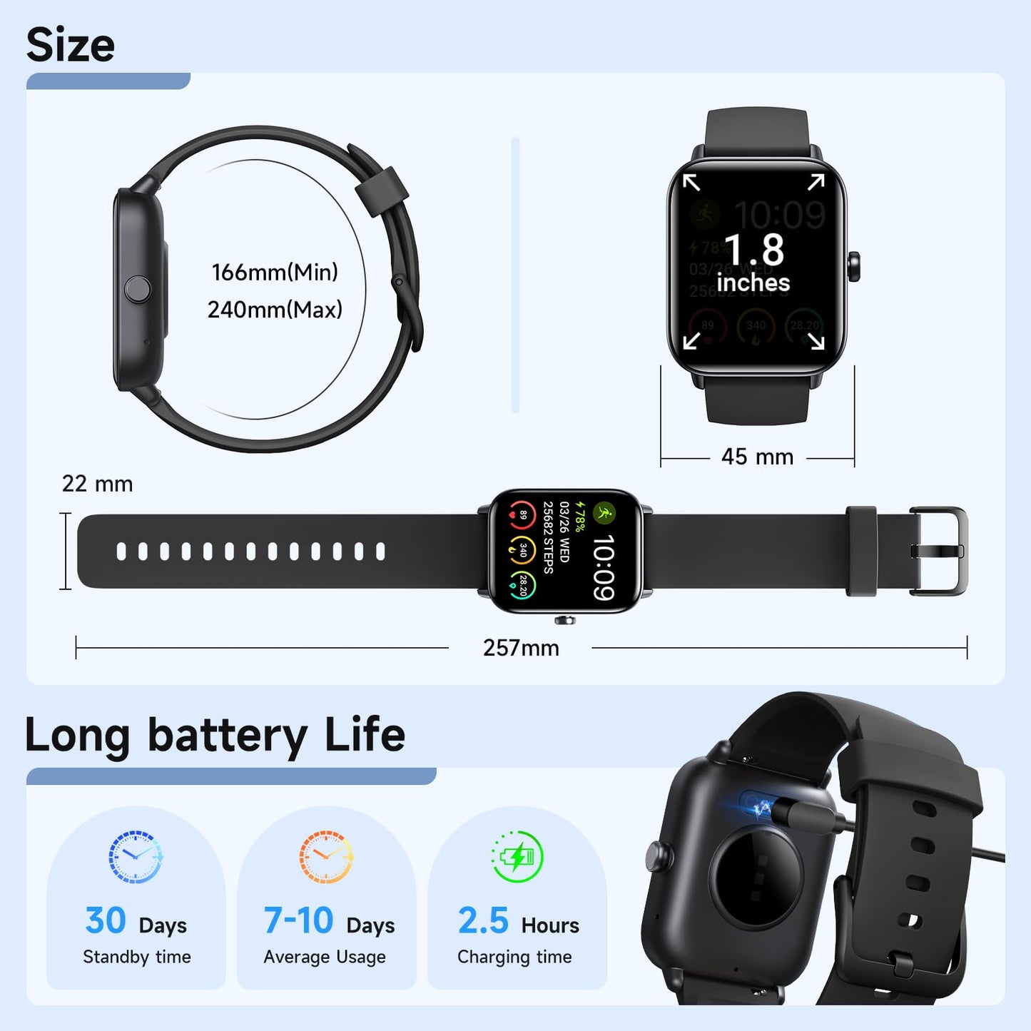 Smart Watches for Men Android & iPhone, Alexa Built-in, Fitness Tracker with Answer/Make Calls, IP68 Waterproof Fitness Watch,Heart Rate, Sleep, SpO2 Monitor,Smartwatch for Android iOS (Black, 1.8)