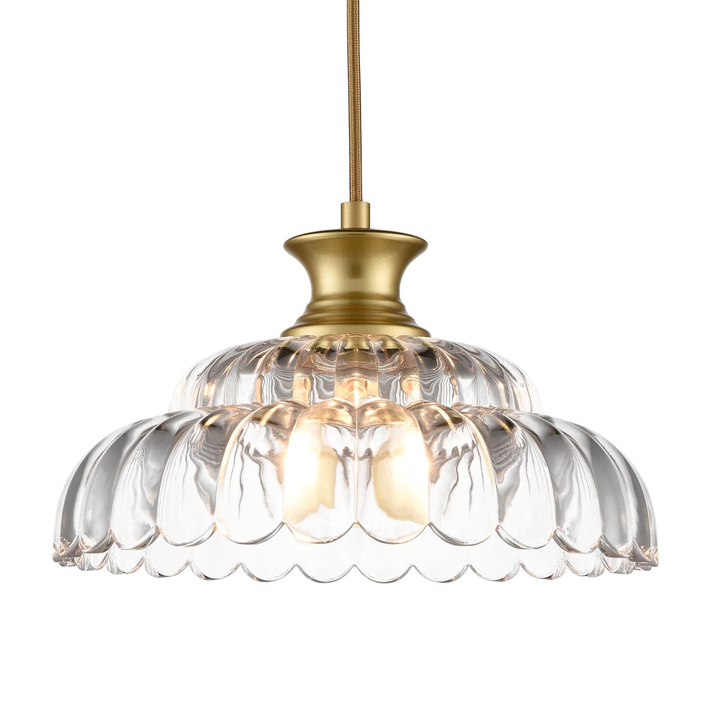 HYDELITE Vintage Glass Pendant Lights Kitchen Island Gold Pendant Light Fixture Modern Hanging Light Fixture for Dinning Room Bedroom Entryway