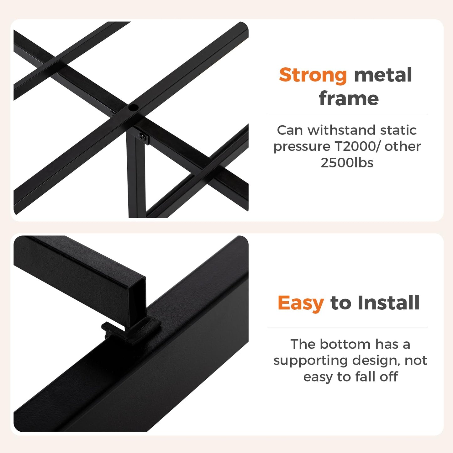 DUMOS Twin Bed Frame Metal Platform with 11.9" Under-Bed Storage, Heavy Duty Steel Slat Support and Iron-Art Headboard, No Box Spring Needed, Easy Assembly, Black