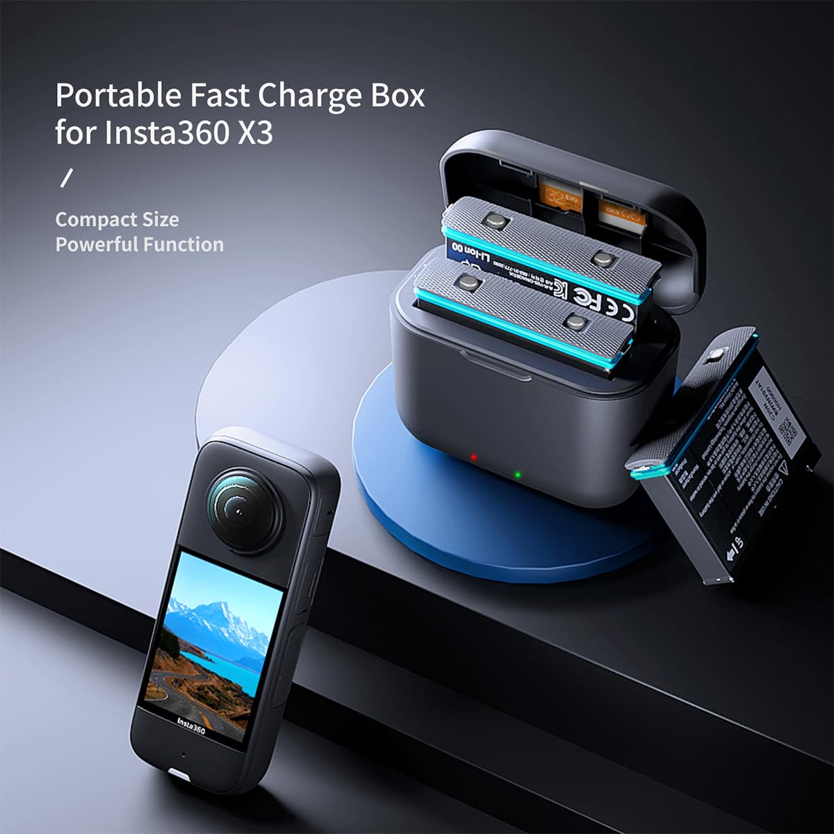 NBZZ 2 Packs 360 X3 Batteries with Charger Hub for Insta 360 ONE X3 Battery 1800mAh Insta 360 x3 Accessories with Misro Card Slots (Battery Charger Hub with 2 Batteries)