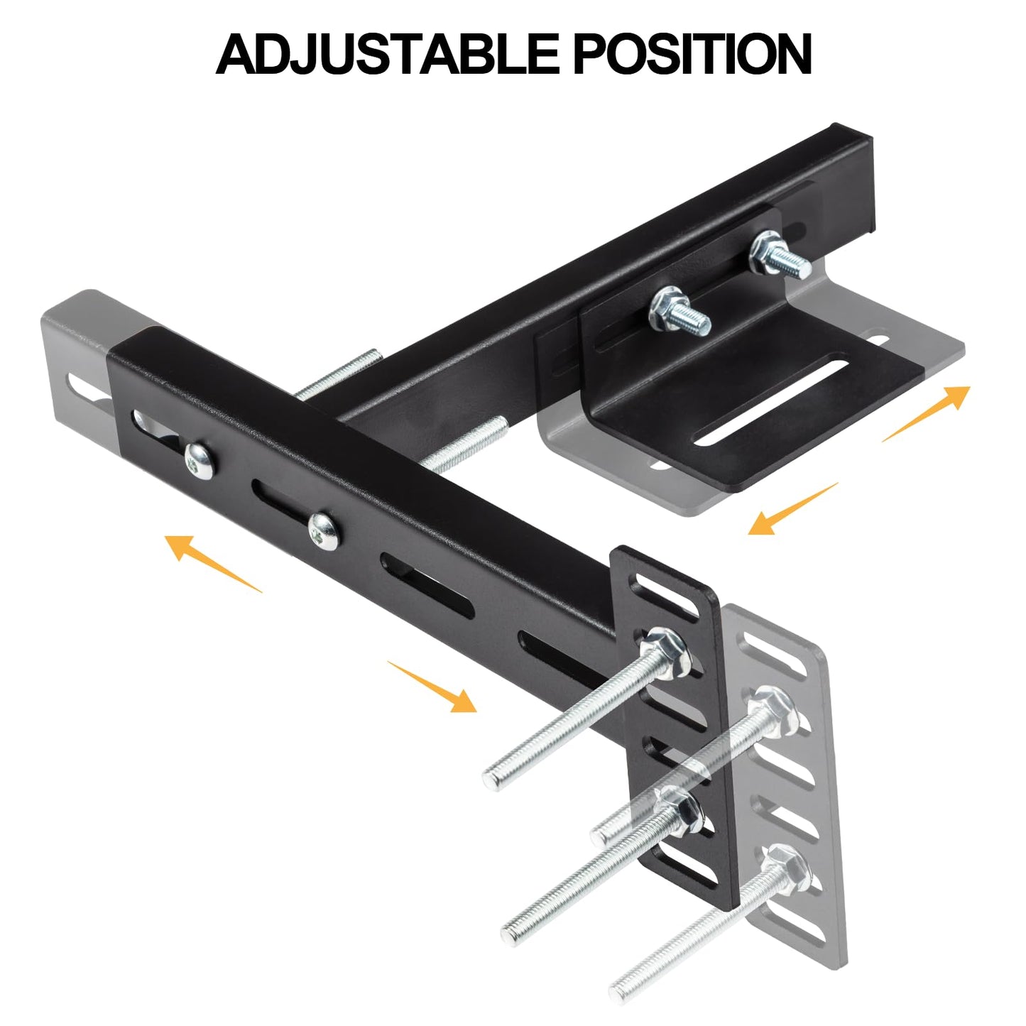 2 Pack Adjustable Headboard Brackets for Bed Base, Metal Headboard Brackets kit for Bed Frame, Black Footboard Extension Kit Compatible with Twin Full Queen King Bed