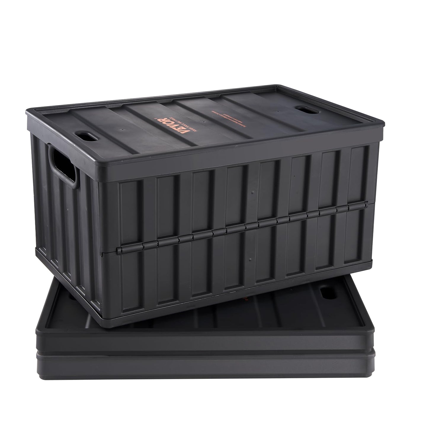 VEVOR 65L Collapsible Storage Bins with Lids 3 Packs, Stackable Utility Crates with Handles, Large Folding Containers for Organizing Tools, Books, Food, Drinks, Camping&Transport
