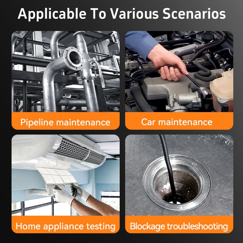 Endoscope Camera with Light, 5-inch Dual Lens 1080P HD Borescope, 7.9mm Camera with 9 LEDs, 16.5ft Semi-Rigid Cable, IP67 Waterproof - for Sewer/Drain Pipe, Automotive Inspection, Tools & Cool Gadgets