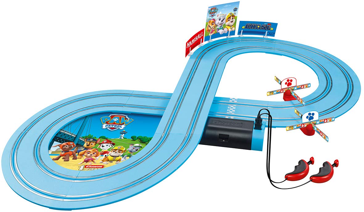 Carrera First Paw Patrol-Slot Car Race Track-Includes 2 Cars: Chase and Marshall-Battery-Powered Beginner Racing Set for Kids Ages 3 Years and Up, Multi