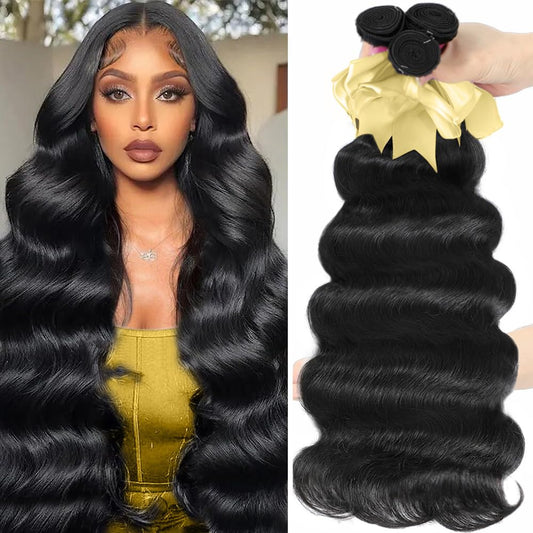 Body Wave Bundles Human Hair 12A Human Hair Bundles 16 18 20 Inch Brazilian Virgin Hair Extensions 100% Unprocessed Bundles Human Hair Body Wave 3 Bundles Natural Color
