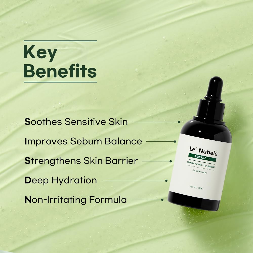 Le' Nubele Azulene Cica Ampoule | Korean Skincare for Sensitive Skin | Soothing & Hydrating Formula with Azulene & Centella Asiatica | NET. 1.69 fl. oz. / 50ml