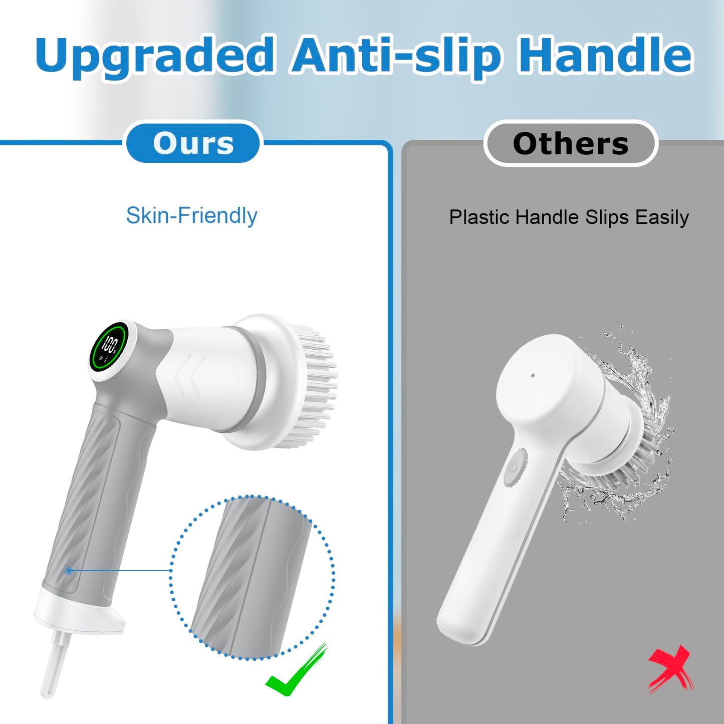 DAESUNG Electric Spin Scrubber, Cordless Power Scrubber & Electric Cleaning Brush with 7 Replaceable Heads, Dual Speed IPX7 Waterproof Handheld Scrubber for Bathroom, Shower & Tile Cleaning