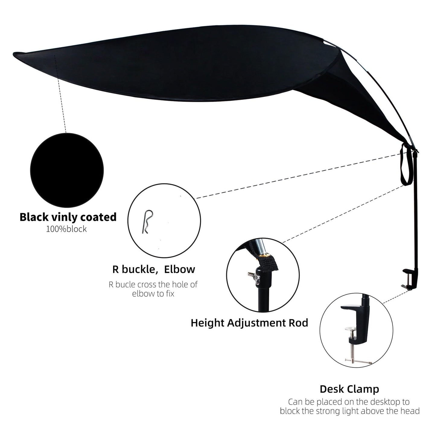 Comastbo Office Light Cover and Desk Shade,Designed for Light Sensitive Workers,idea for Office cubicles and desks., black