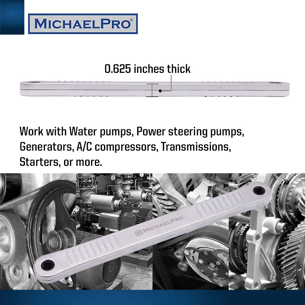 MichaelPro Extension Wrench, 13.4 in Length, 3/8 in Square Drive, Heavy Duty Steel Construction, Aluminum Casing, Chain-Driven Mechanism