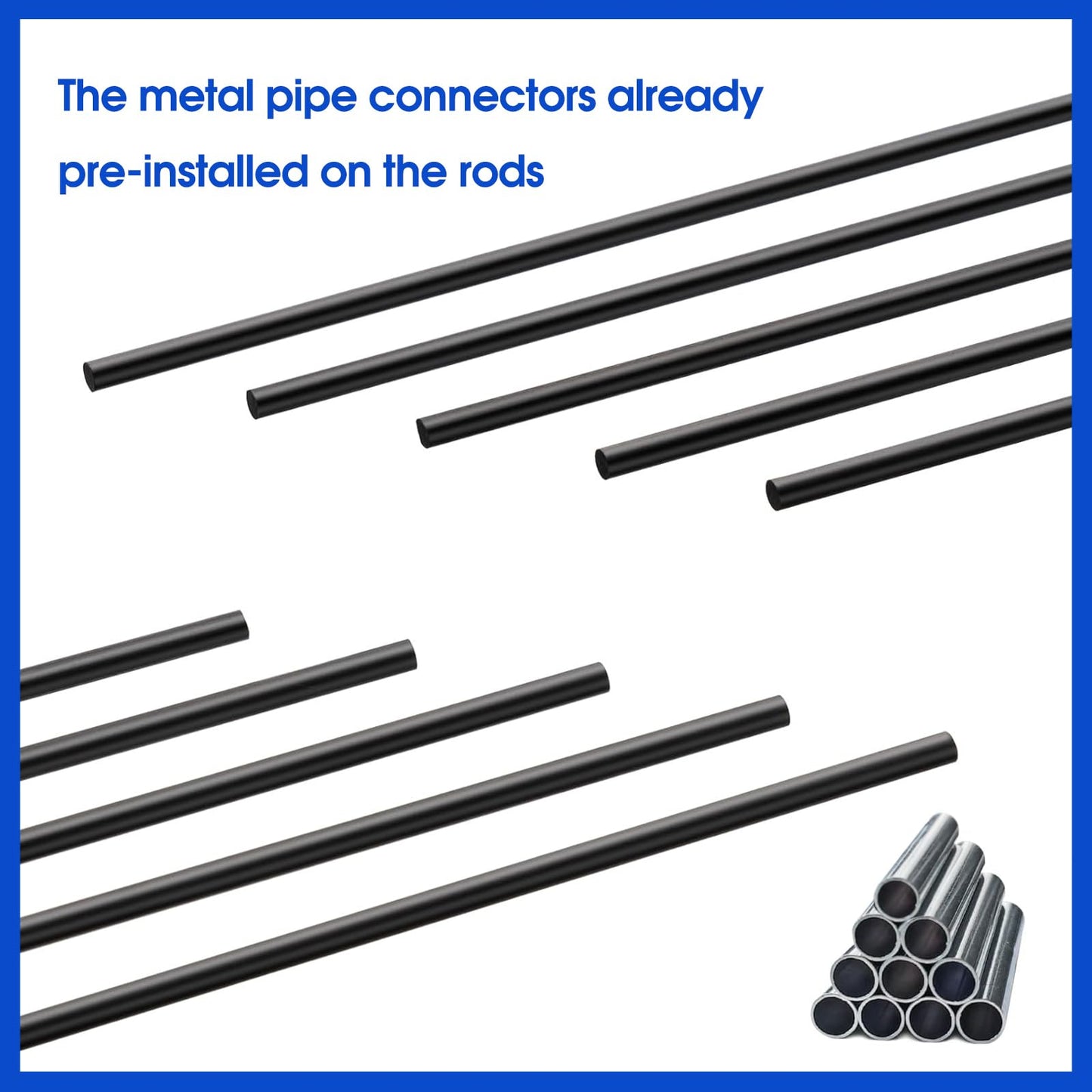 Universal Trampoline Fiber Glass Rods to Replace The Top Ring of Net Enclosure, Fiberglass Poles for 14Ft Frame with Tube Caps, Not for The Plastic T Connector