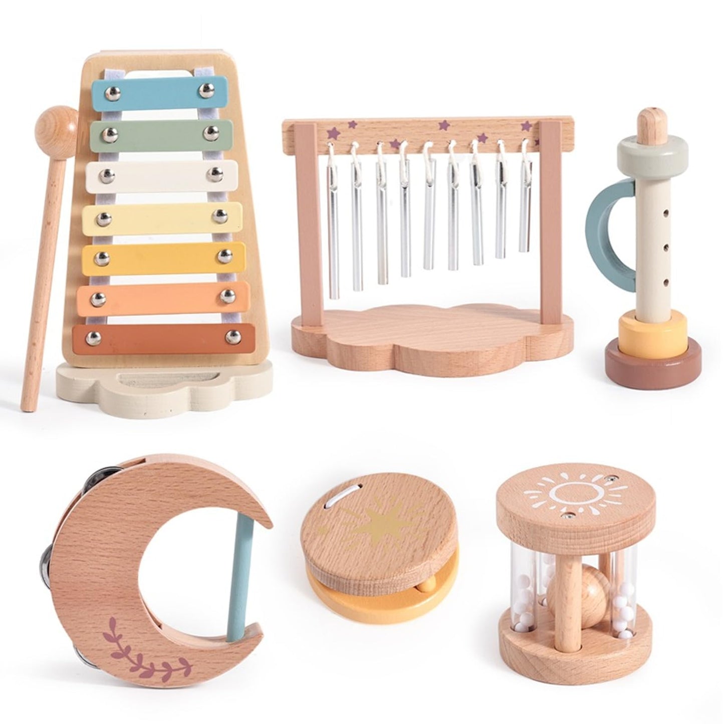 Smartwo Baby Montessori Musical Instruments,Wooden Percussion Xylophone Musical Toys for Toddlers,Sensory Toys for Kids Preschool Educational,Birthday Gift