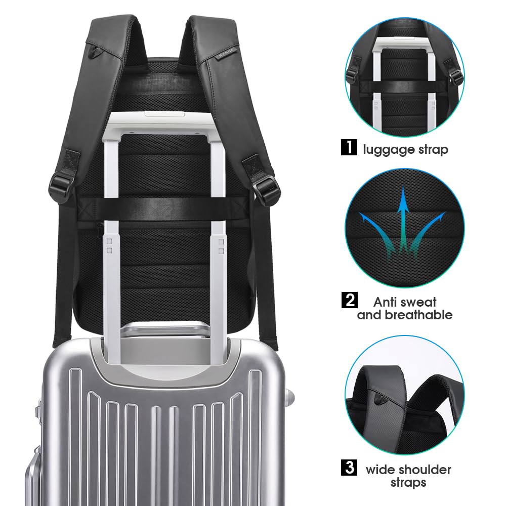 BANGE Business Laptop Backpack Fit for 15.6 INCH,Travel Backpack with USB Charging Port,Men Travel Backpack with Water Bottle Holder for Men and Women…