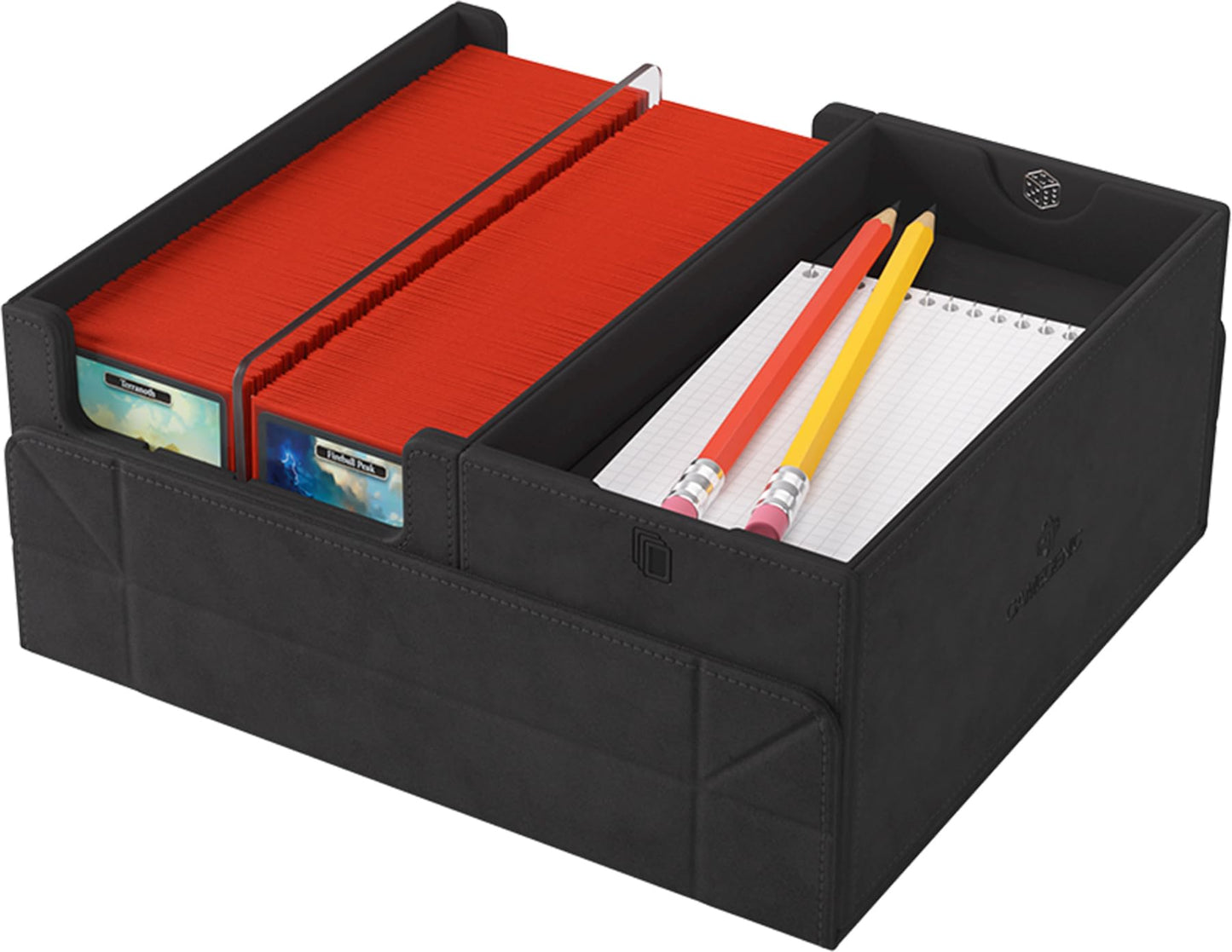 Gamegenic Game's Lair 600+ Convertible Deck Box - Double-Sleeved Card Storage, Holds up to 600 Cards, Premium Card Game Protector, Nexofyber Surface, Black Color, Made