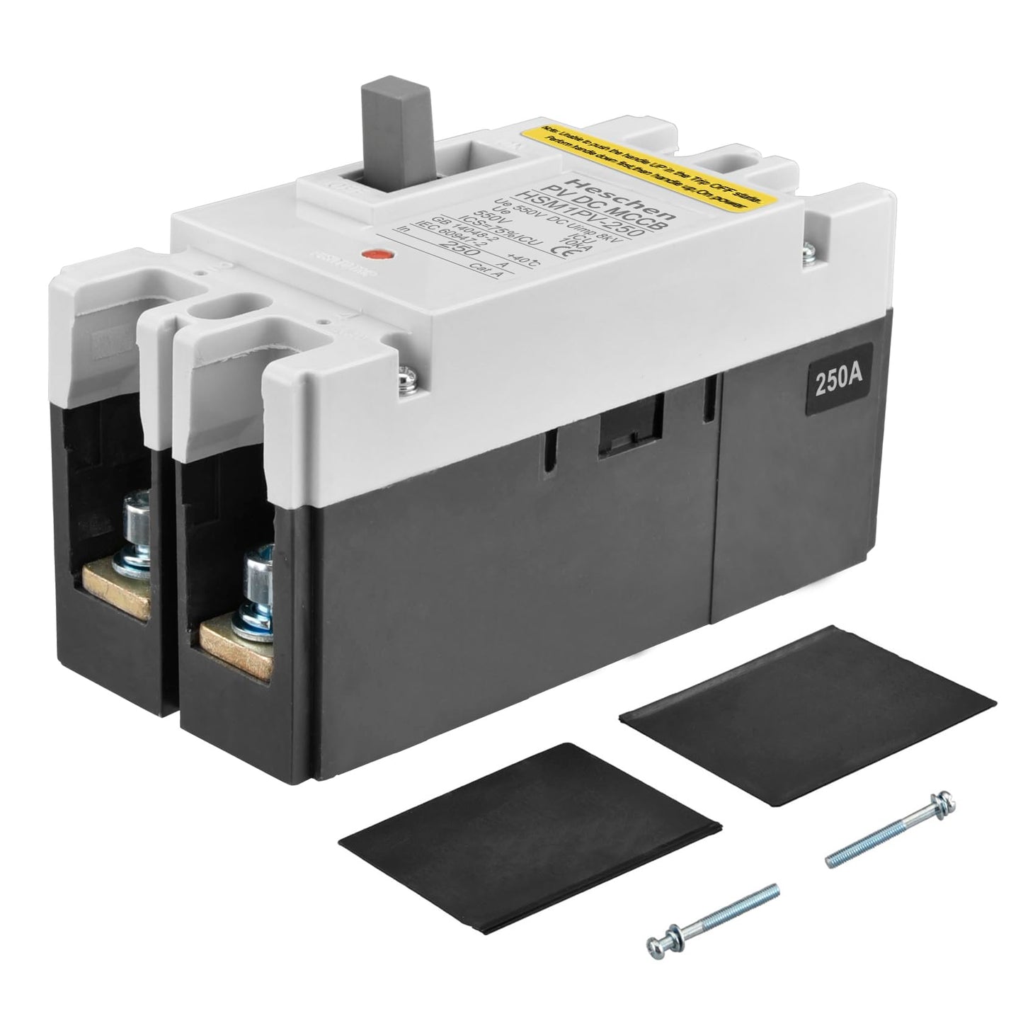 Heschen DC Molded Case Circuit Breaker MCCB, HSM1PV-250, 2 Poles, DC550V 250A, Photovoltaic Circuit Breaker, for Solar PV System Solar Panels Grid System
