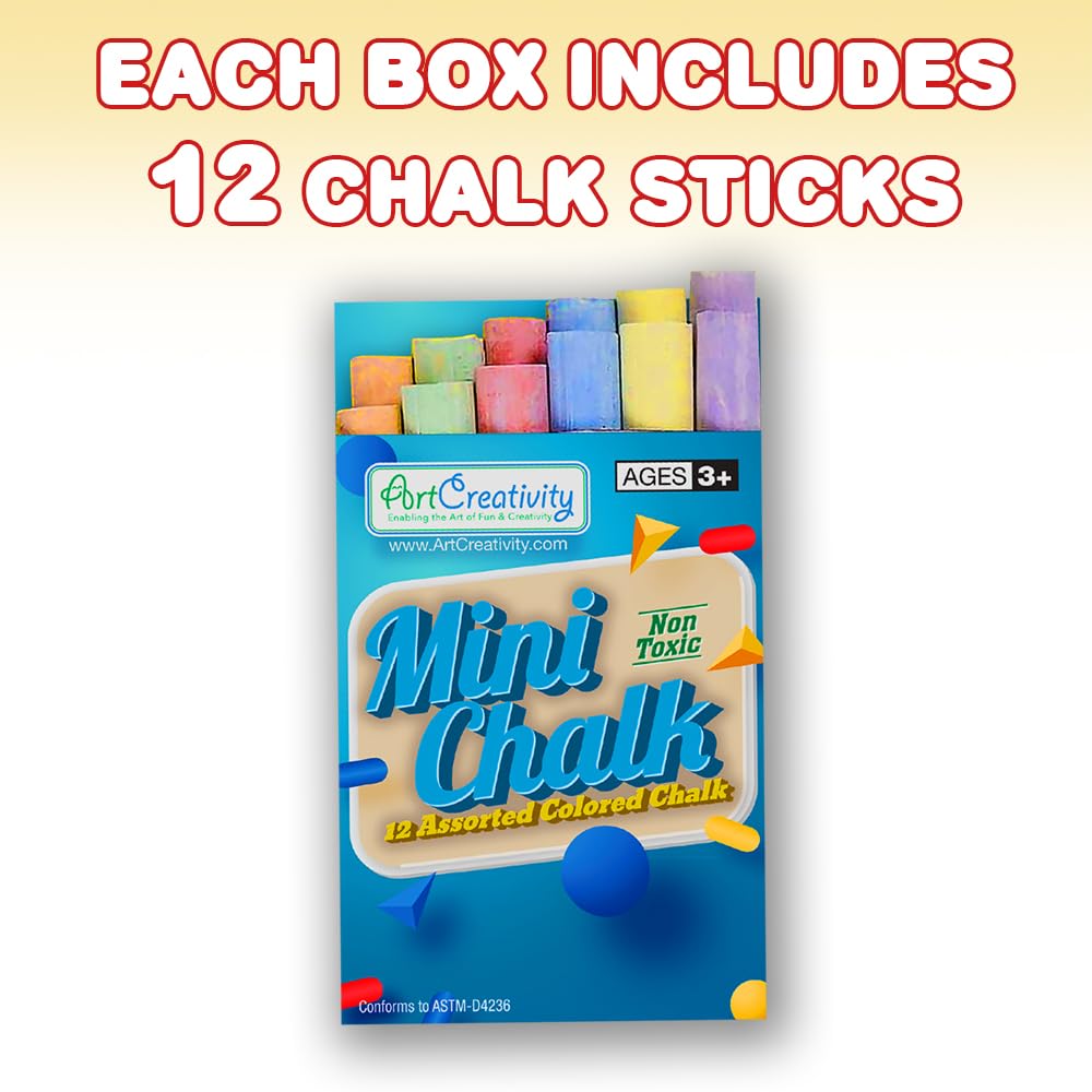 ArtCreativity Mini Chalk Set for Kids, 24 Boxes, Each Box Has 12 Blackboard Chalk Sticks, Non-Toxic Art and Craft Supplies, Birthday Party Favors for Boys and Girls, Goody Bag Fillers, Classroom Gift
