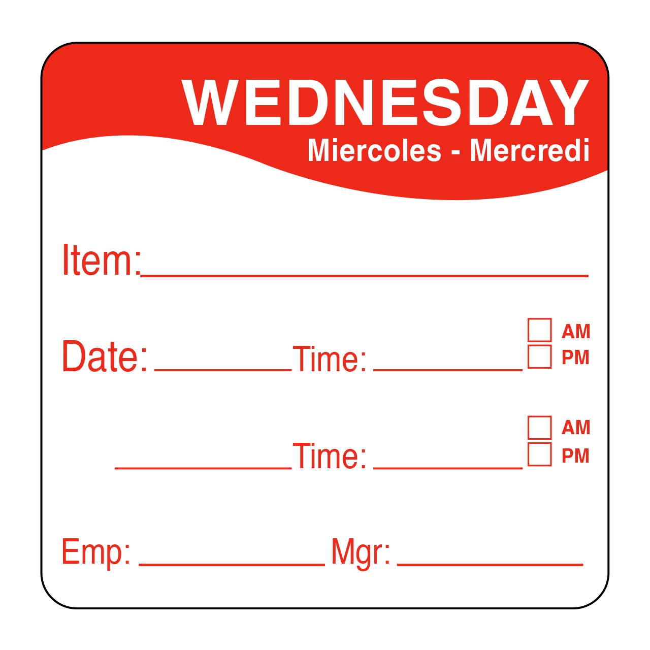 DayMark Day of the Week 2" Square Dissolvable Labels, Monday-Sunday, Label Dispenser Included (1,750 labels)