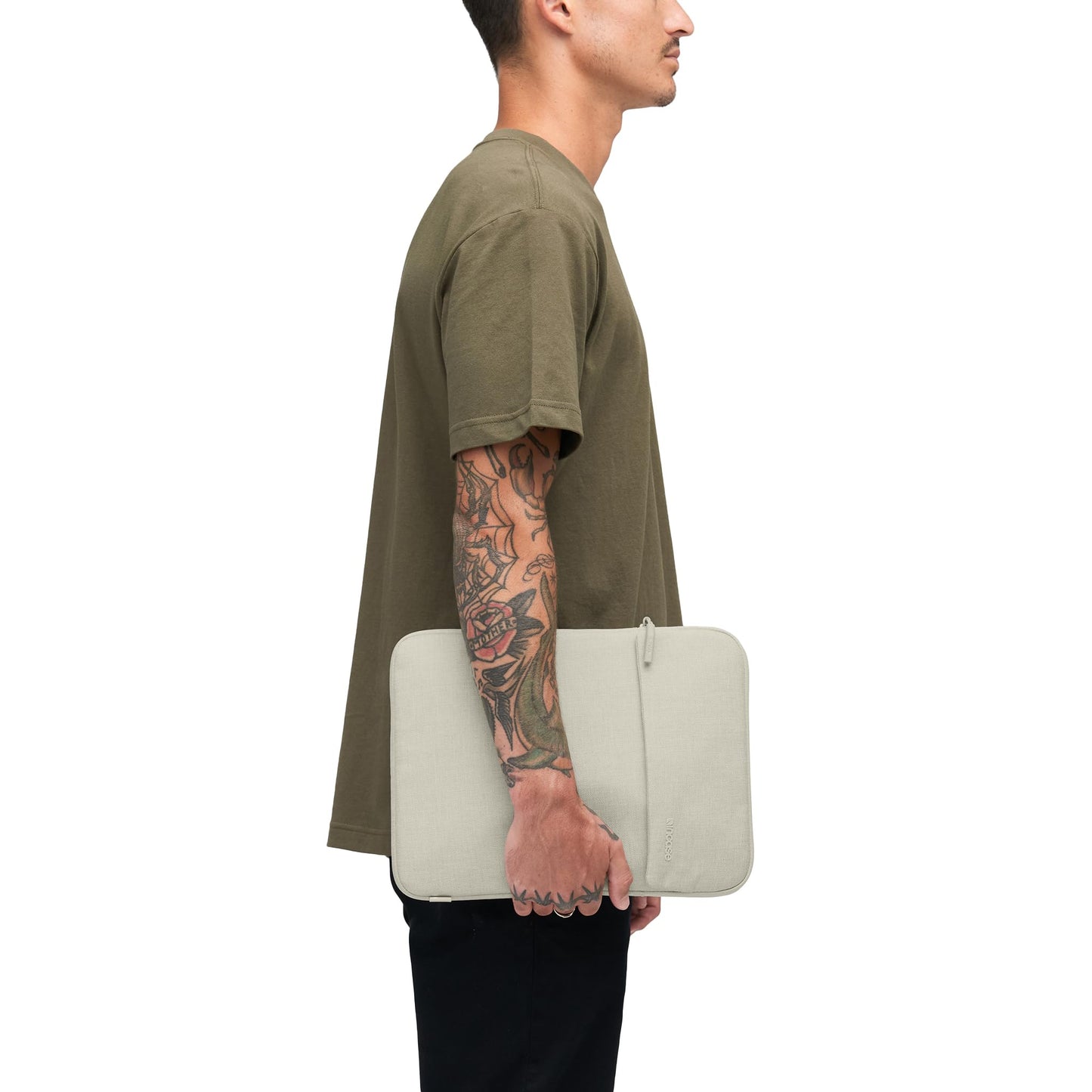 Incase Crosstown Sleeve with Woolenex - 13 Inch and 14 Inch Laptop and MacBook Sleeve – Vertical Orientation, Cushioned Protection, Durable Construction, External Slip Pocket - Limestone