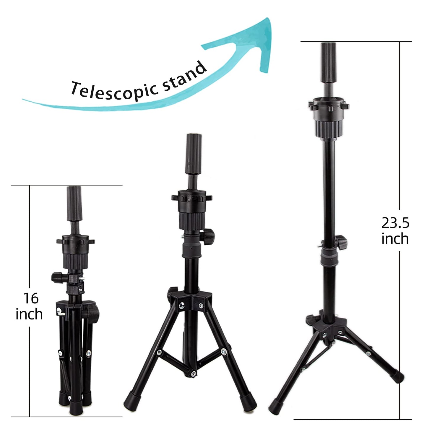 ISHOT Mannequin Head With Hair And Stand Tripod,Wig Stand Tripod With Mannequin Head,Hairdresser Training Head,Doll Head Beauty School Hair Practice Head Manikin Cosmetology