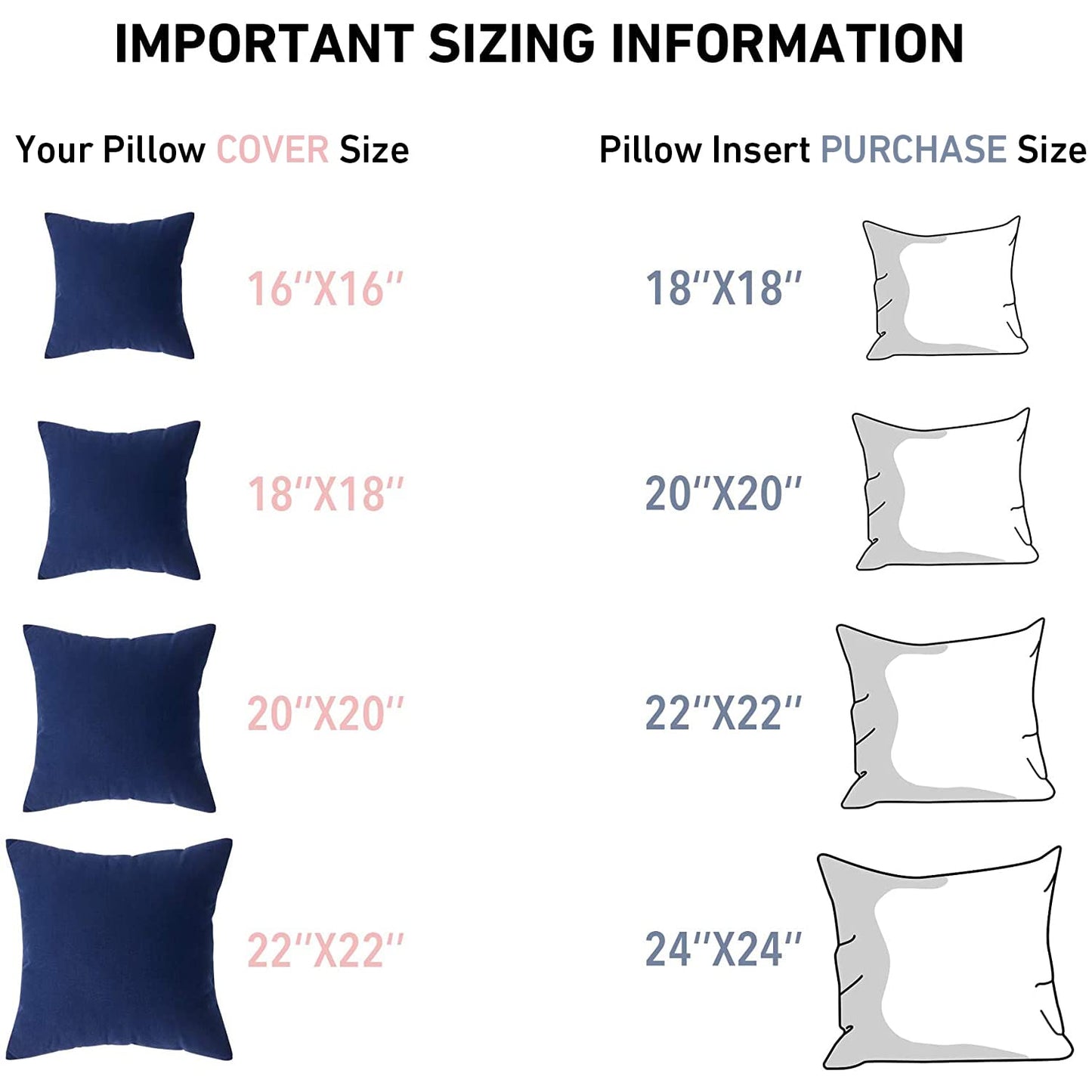 Leeden 22 x 22 Pillow Inserts (Set of 2) - Throw Pillow Inserts with 100% Cotton Cover - 22 Inch Square Decorative Pillows for Sofa, Couch, Bed and Home Decor
