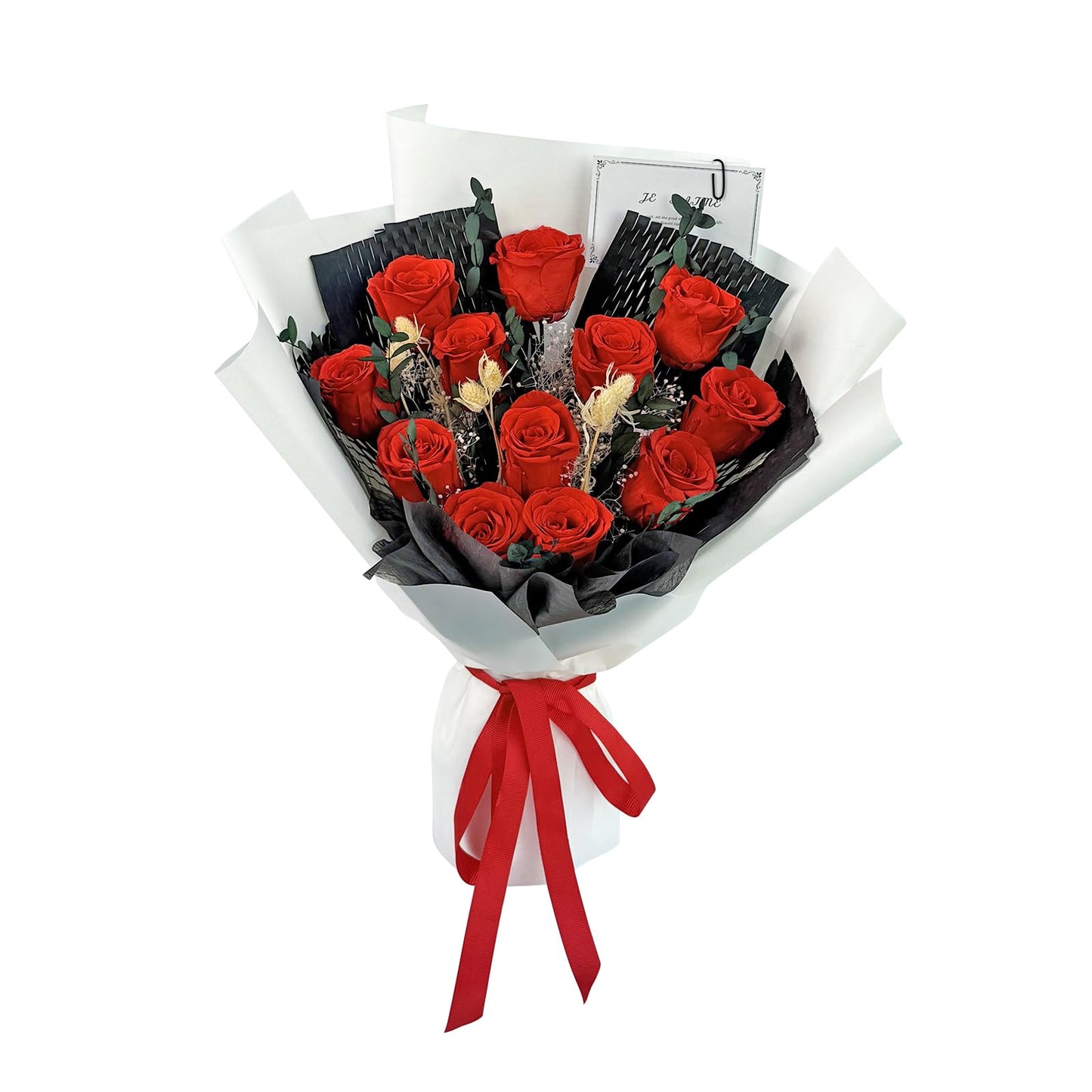 Qutawua Preserved Flower Eternal Rose Bouquet,12 Forever Flowers in Gift Box,Romantic Gift for Women,Valentine's,Mother's Day Gift(Red, 12 Rose)