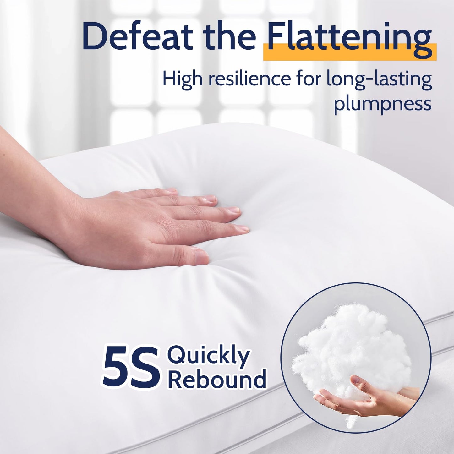 ROUMEA Pillows Standard Size Set of 2, Bed Pillows for Sleeping 2 Pack, Luxury Hotel Quality, Supportive Standard Pillows with Soft Down Alternative for Back Stomach Side Sleepers, Machine Washable