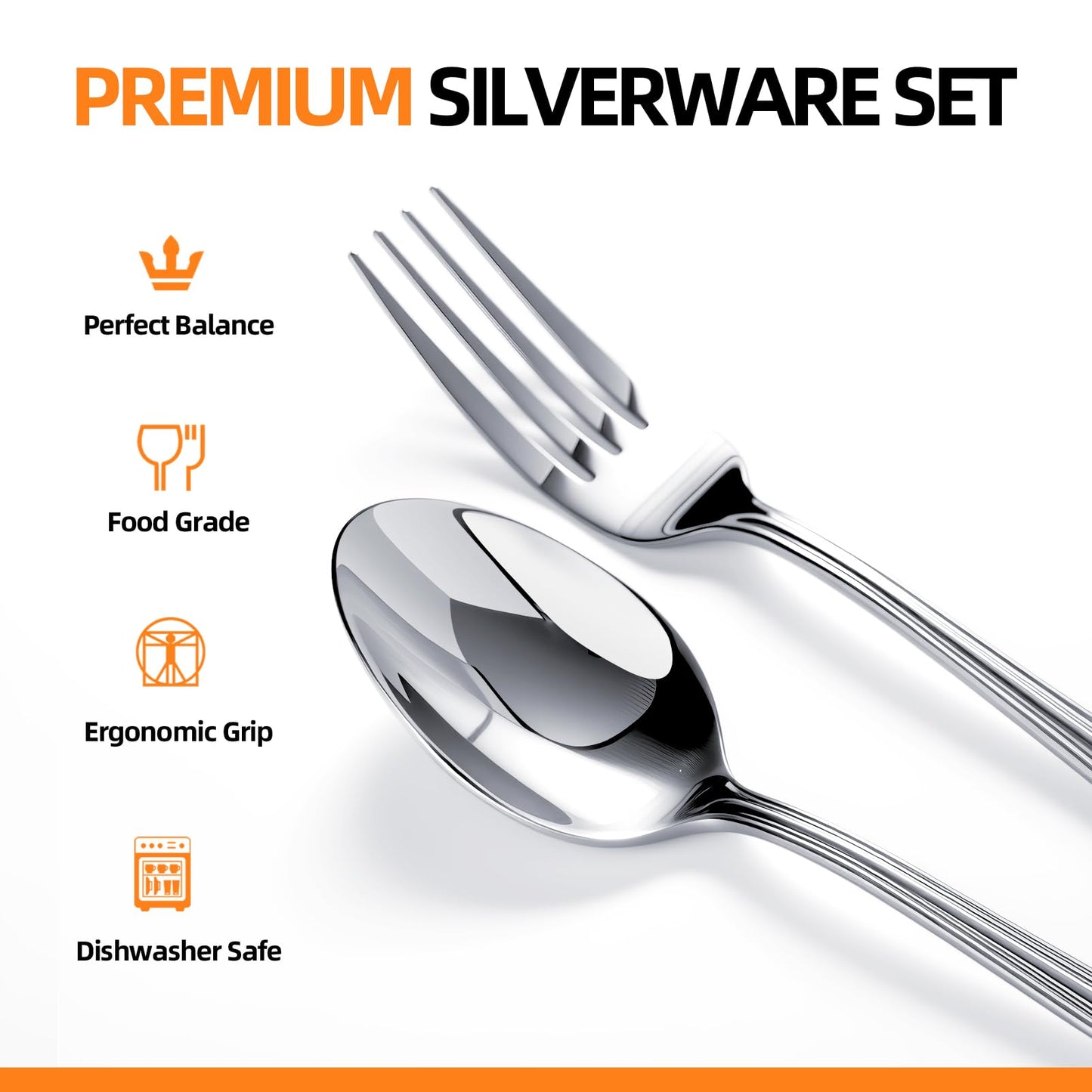 NICE KITCHEN Silverware set for 12,60 Pieces Premium Stainless Steel Silverware set,Mirror Polished Cutlery Set,Heavy Duty Flatware Set for 12,Dishwasher Safe,Luster Series