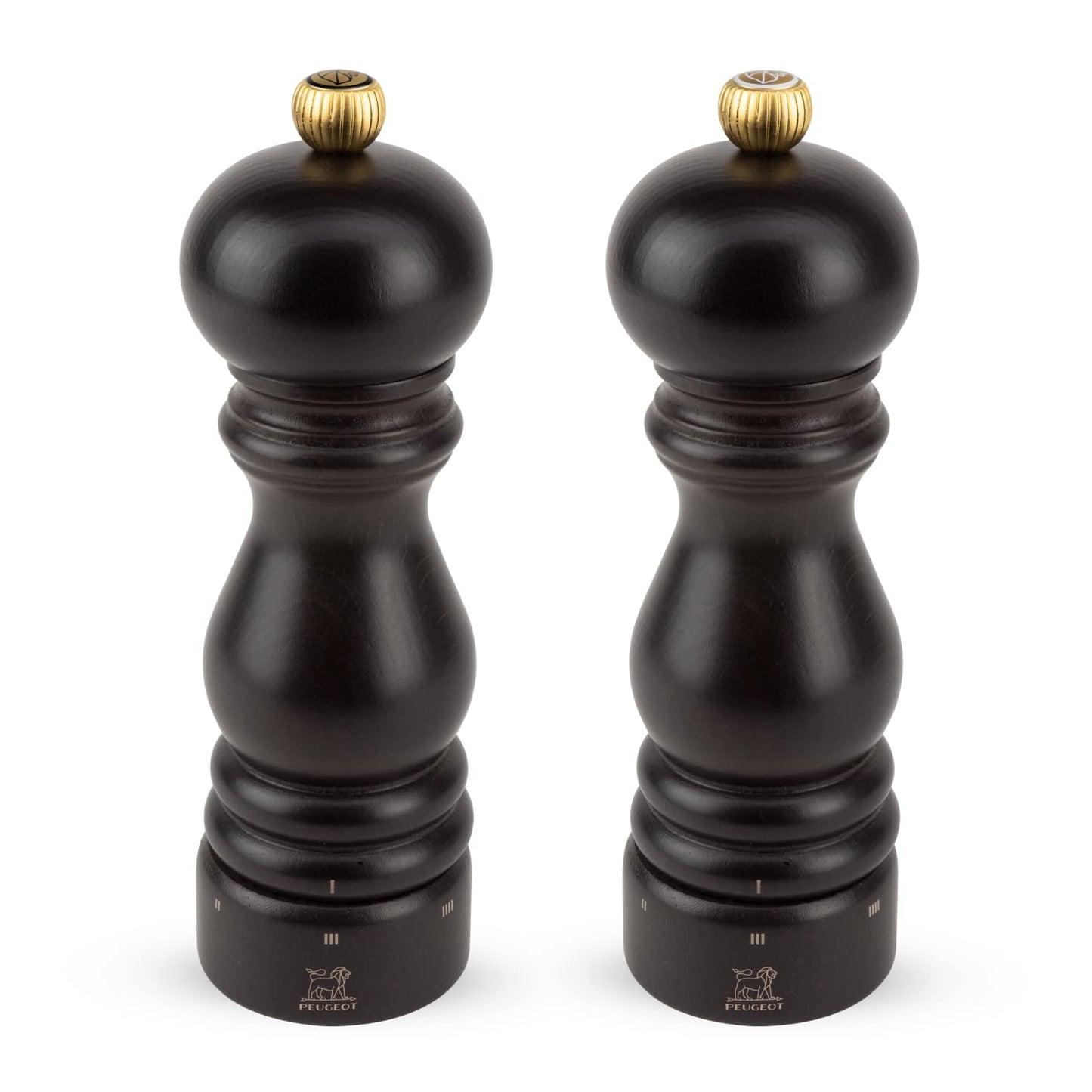 Peugeot - Paris u’Select Salt and Pepper Mill Set - Adjustable Grinder - Beechwood, Chocolate, 7in