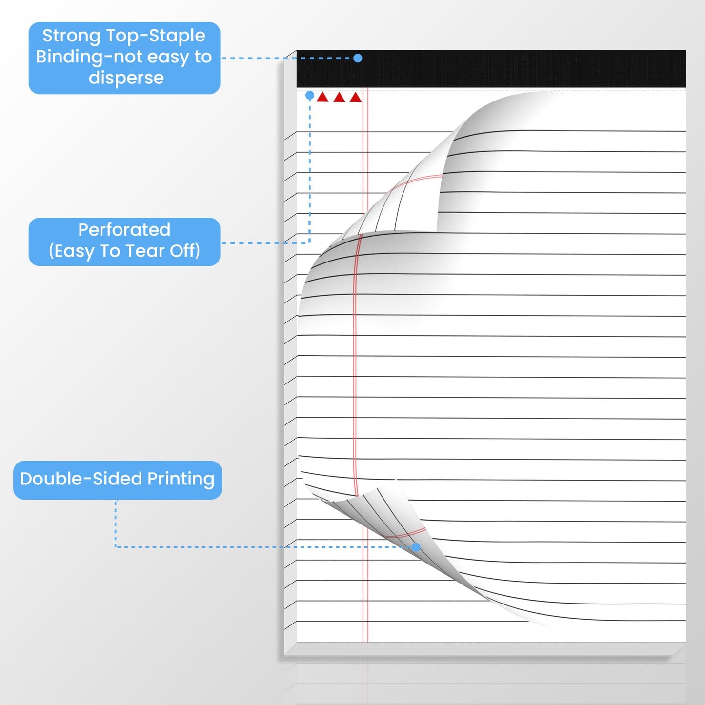 48 Pack Notepads 5x8, Small Legal Pads Narrow College Ruled, 30 Sheets/Pack, Perforated Notebook - White Note Pads for School, Memo, Note Taking, Teacher & Office Supplies, Writing Pads of Paper