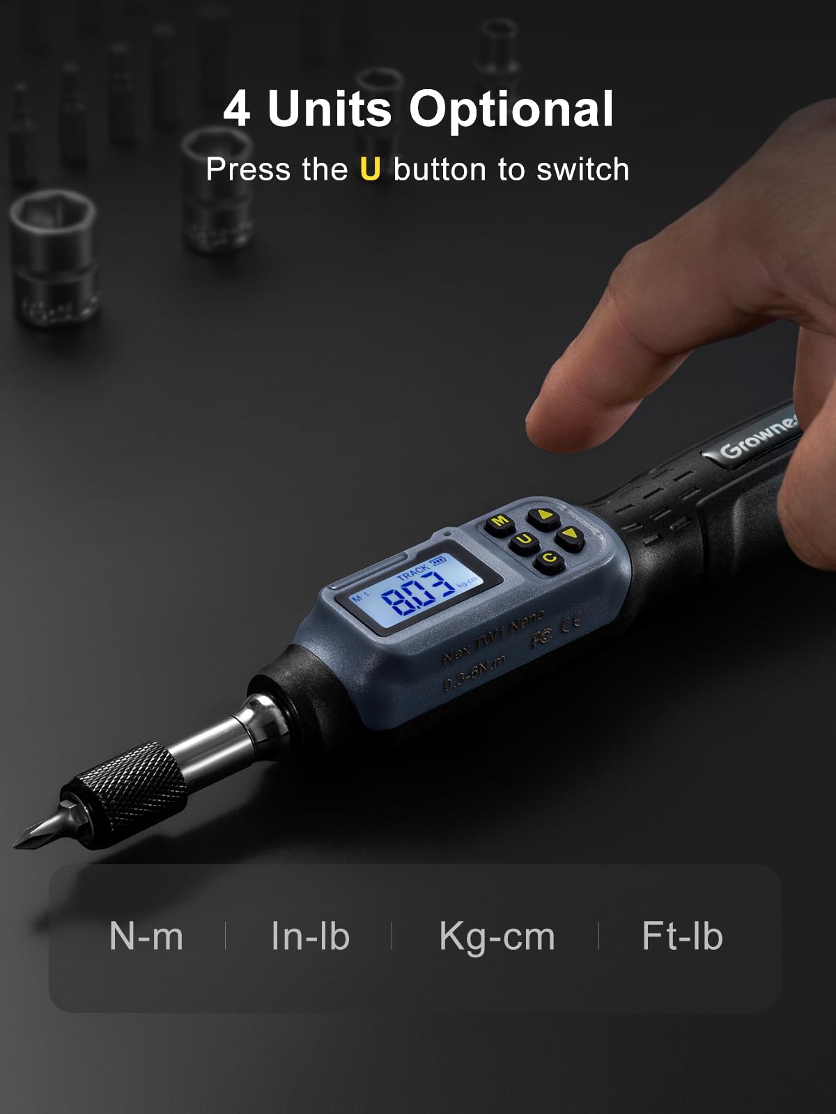 GROWNEER Digital Torque Screwdriver, 2.66-53.1 In-lbs/0.3-6 Nm, 1/4'' Drive Inch Pound Torque Screwdriver Electrician with Buzzer & LED Indicator, 27 In 1 Torque Wrench Screwdriver Set