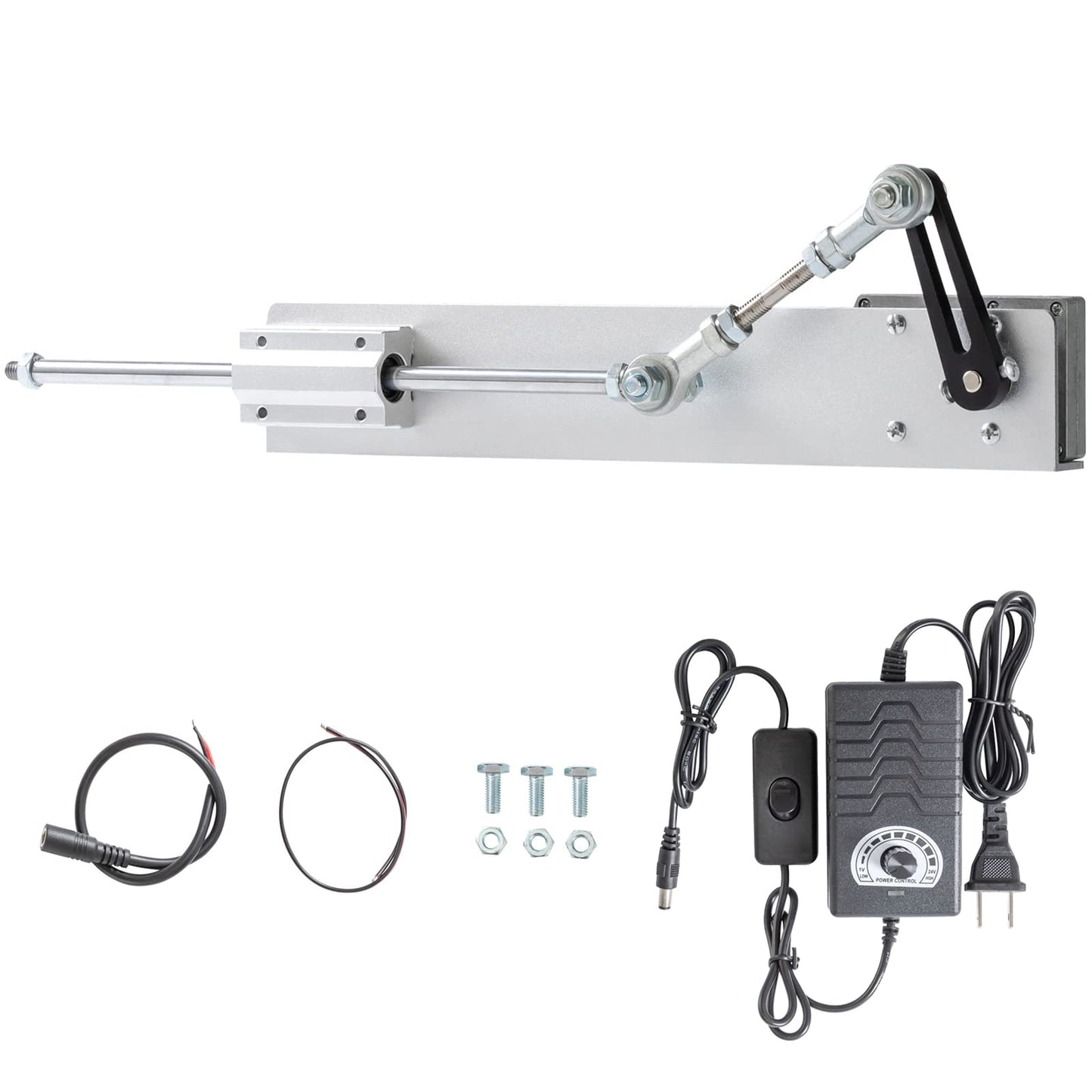 JQDML Upgrade Powerful Motor DIY Reciprocating Linear Actuator DC 24V 120rpm High Torque 40 lbs Adjustable Stroke 30-150mm/1.18-6” with Switching Power Supply(24V150mm120rpm)
