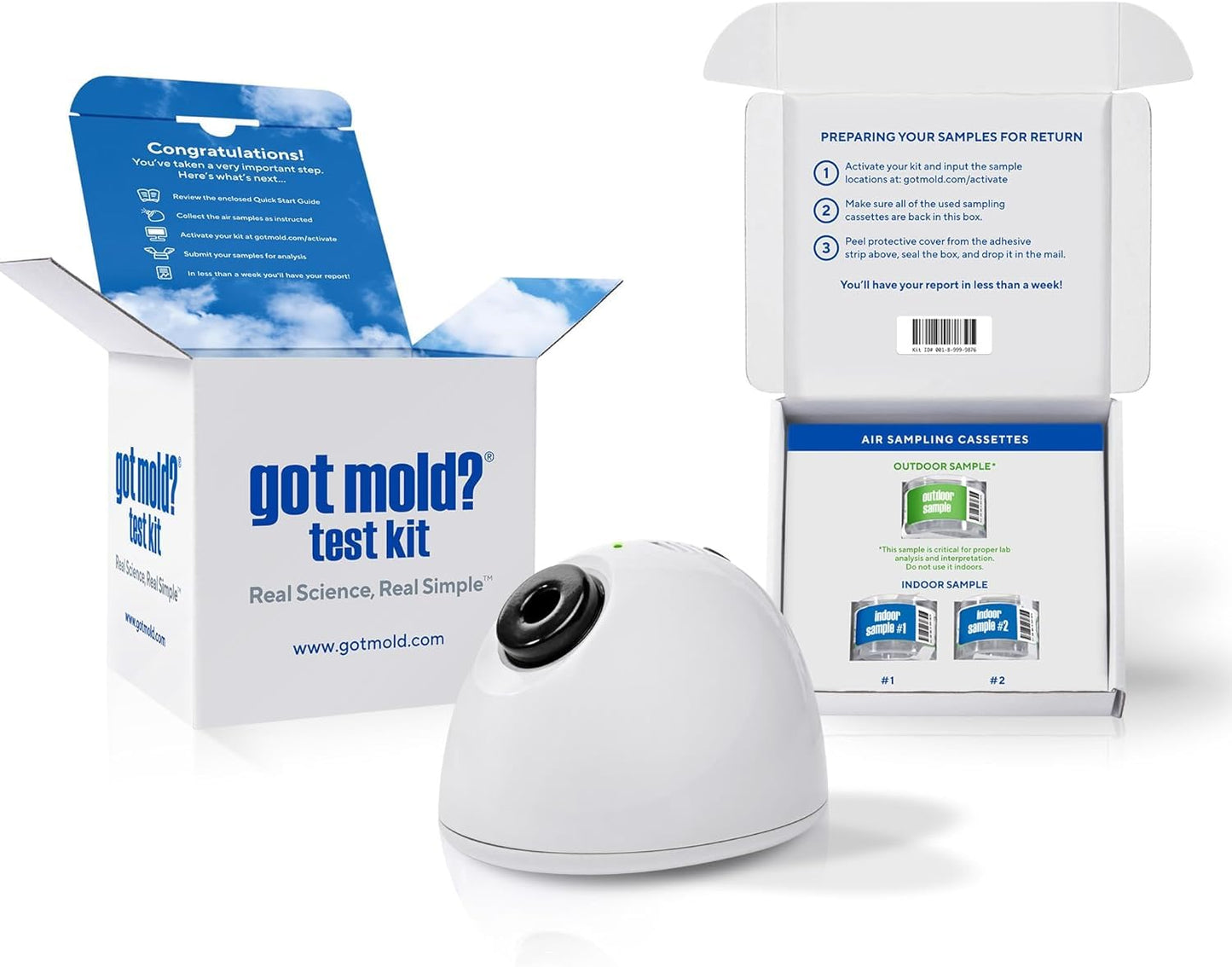 2 ROOM KIT | Test Your Air! Professional Quality Mold Test Kit for Home - All Fees Included - 1, 2 & 3-Room Test Kits & Refills - Reusable BioVac™ Air Sampler - Full Mold Type & Quantity Analysis