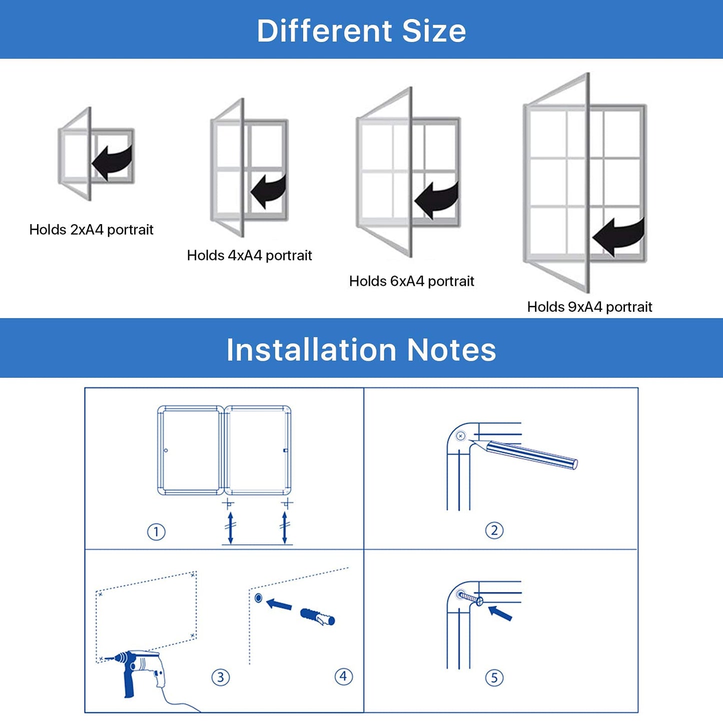 SWANCROWN Enclosed Bulletin Pin Fabric Boards Tamperproof Notice Case for Message Memo Photo,Grey,28x26inch (6xA4)