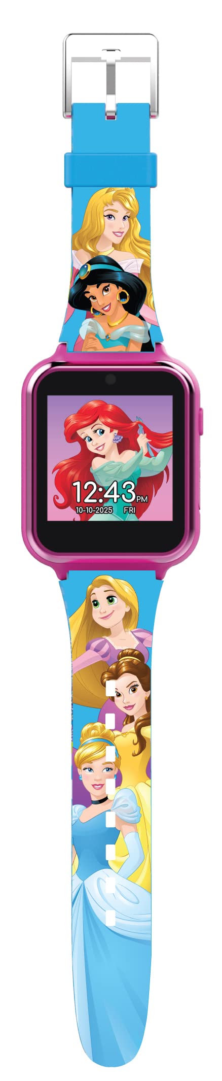 Accutime Disney's Princess Kids' Touchscreen Interactive Smartwatch, Built in Selfie-Camera, Easy-to-Buckle Strap, Model: PN4258AZ