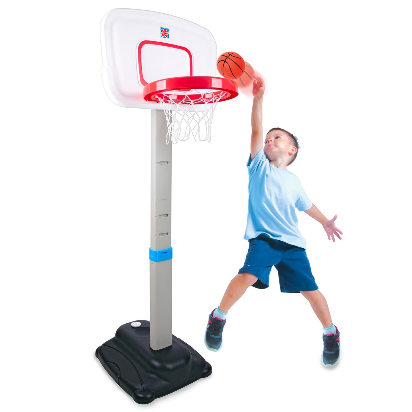 Grow’n Up® Basketball Stand, Sturdy & Durable, Kids Shoot Hoops, Basketball Games, Easy Assembly, Adjustable Heights, Ages 1.5+