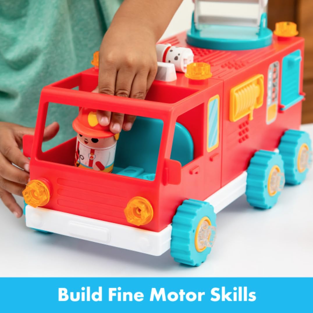Educational Insights Design & Drill Bolt Buddies Fire Truck Take Apart Toy with Electric Toy Drill, Preschool STEM Gift for Boys & Girls, Ages 3+