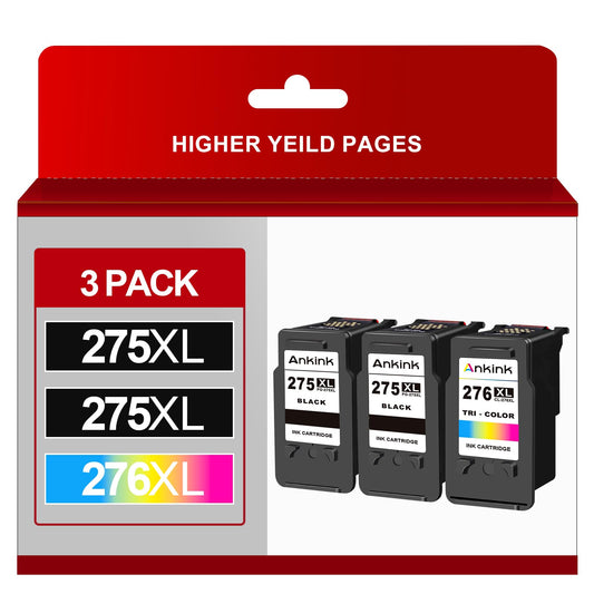 Ankink Remanufactured Ink Cartridge Replacement for Canon 275XL 276XL PG-275 276 XL PG275 CL276 (2 Black Color 3-Pack) to use with TS3522 TR4720 TR4700 TR4722 TS3500 TS3520 Printer Combo