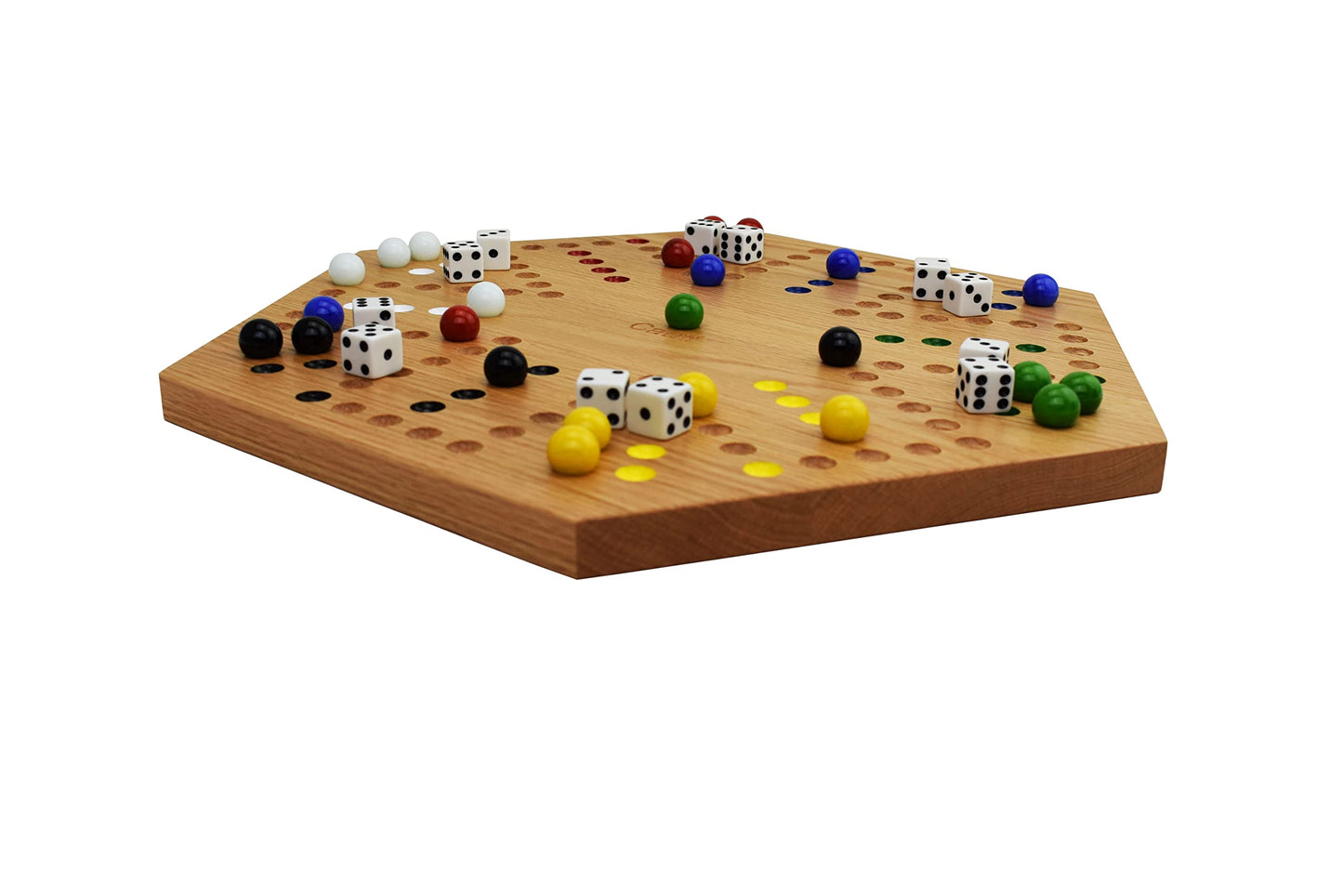 Solid Oak Double Sided Marble Board Game Hand Painted by Cauff (20 inch)
