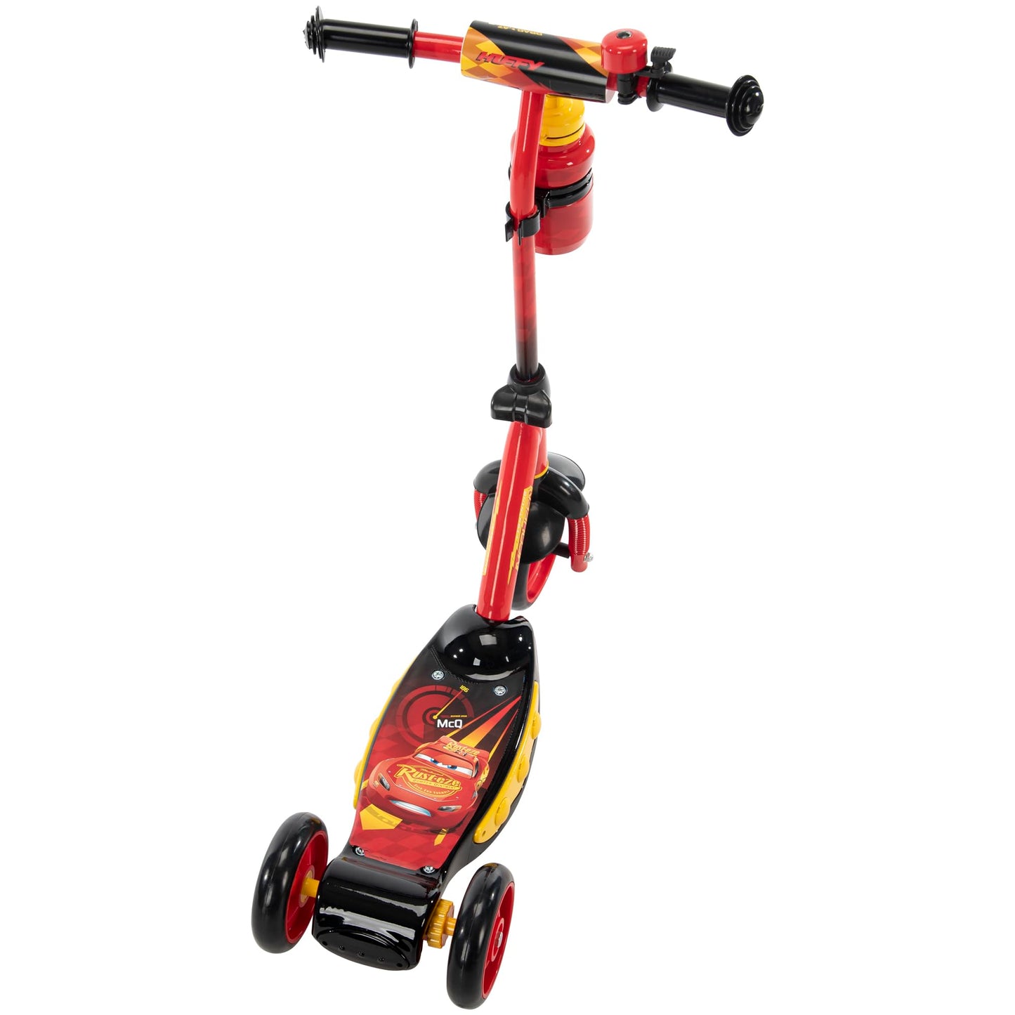 Huffy Disney Pixar Cars Preschool Scooter W/Lights, Bell & A Water Bottle