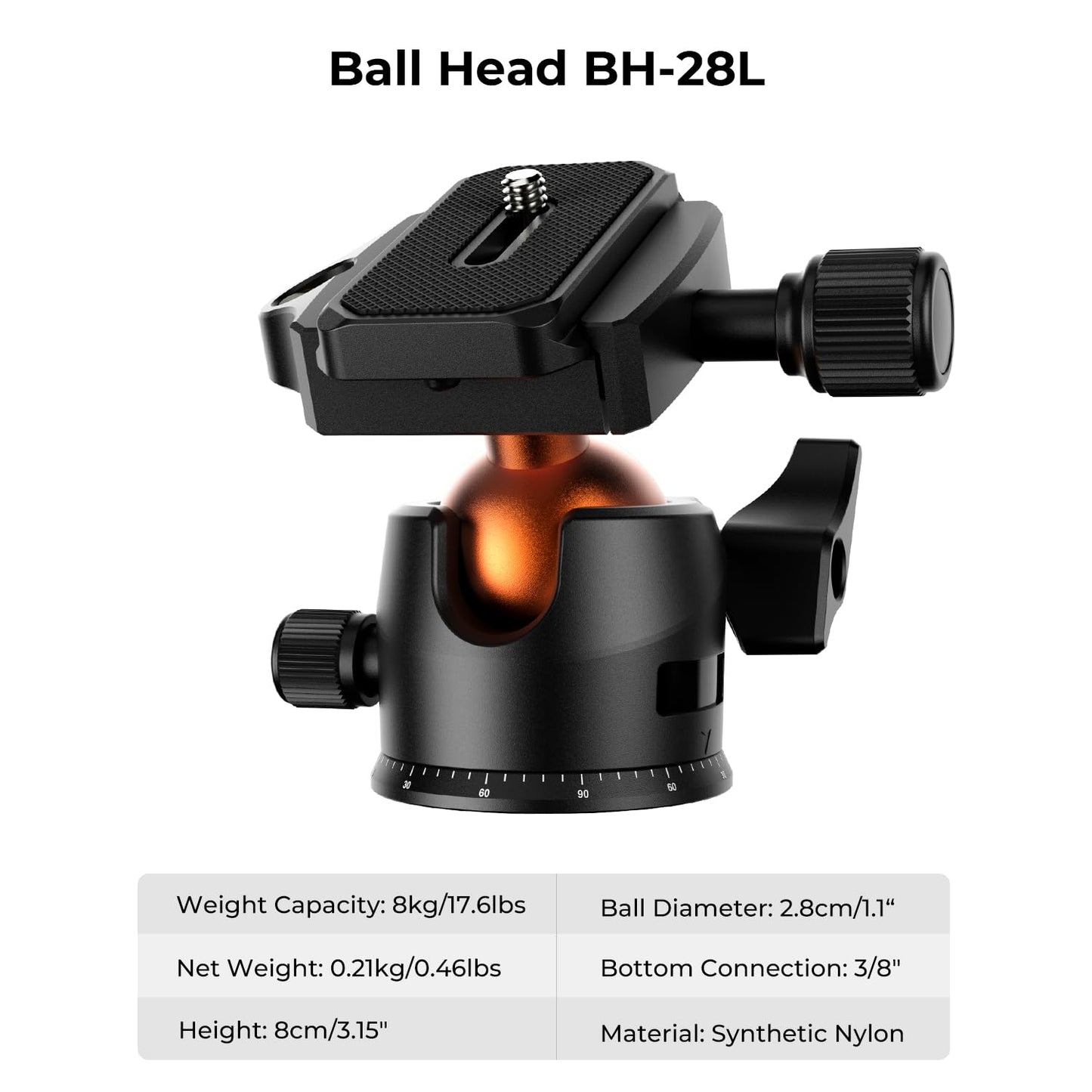 K&F Concept 64 inch/163cm Camera Tripod,Lightweight Travel Outdoor DSLR Tripods with 360 Degree Ball Head Load Capacity 8kg/17.6lbs,Cellphone Clip for Smartphone Live Streaming Vlog K234A0+BH-28L