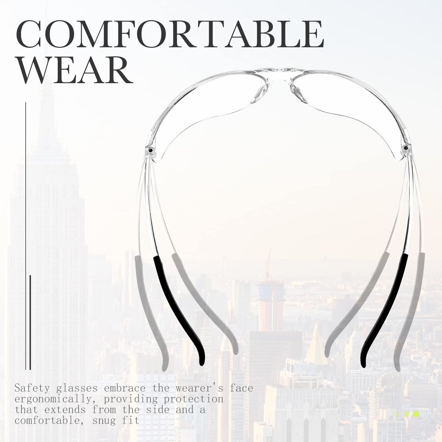 Queekay 50 Pcs Safety Glasses Impact UV Scratch Glasses Bulk Eye Protection for Men Working Lab Construction Science(Clear)