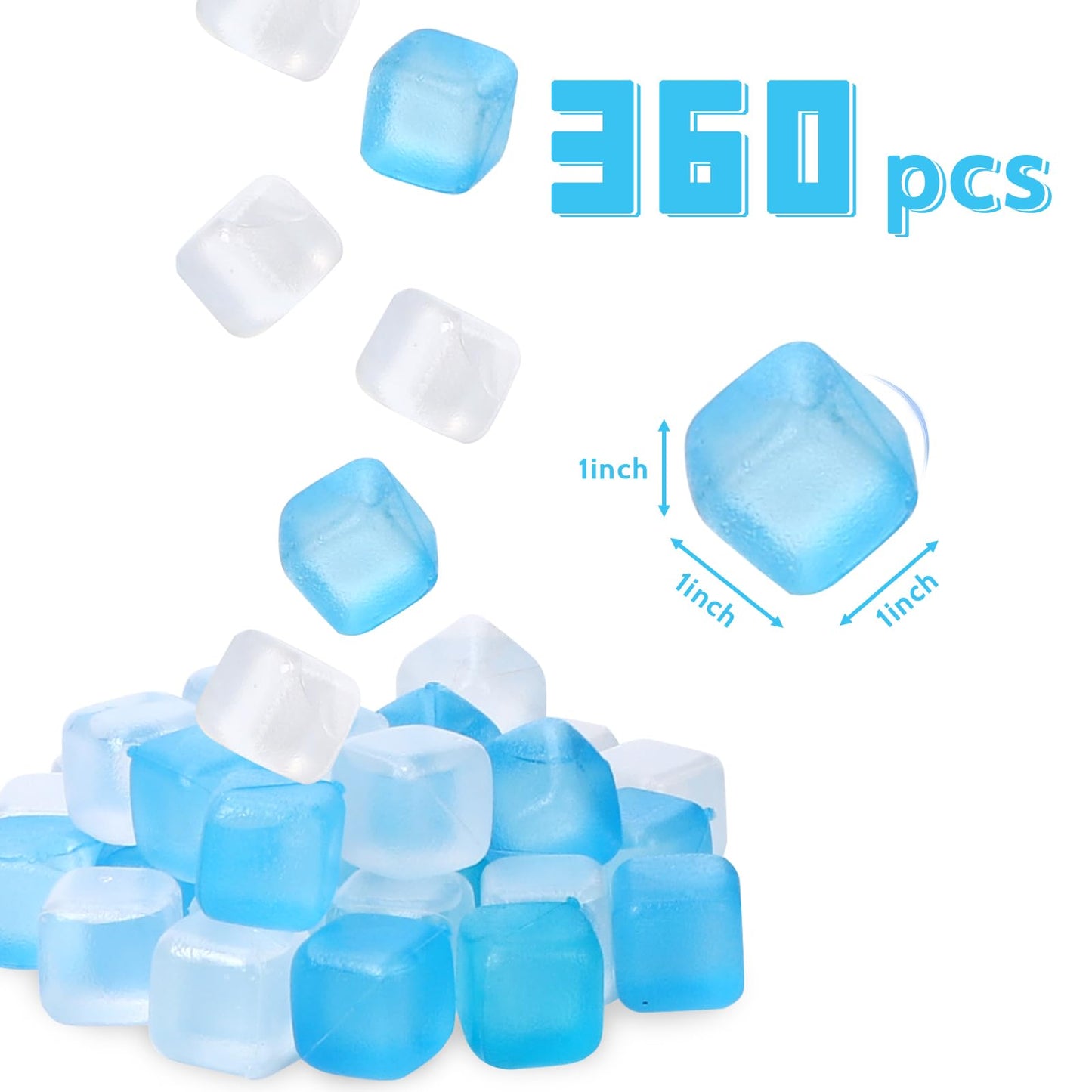 360 Pack Reusable Ice Cubes Refreezable Ice Cubes Without Diluting Reusable Ice Cubes for Drinks Large Pack Ice Cube Frozen BPA Free for Party Bars Ice Bath Camping