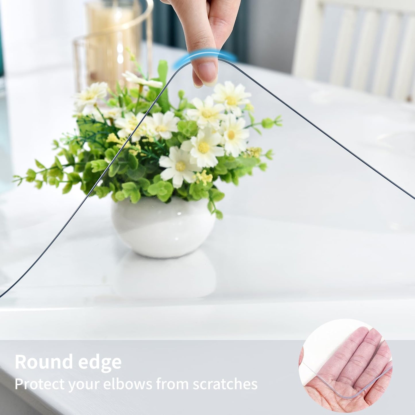 LBJFYHJN Clear Desk Mat, Non-Slip PVC Desk Protector Mat with Round Edge, Heat Resistant & Waterproof Clear Desk Writing Mat for Home and Office (47.2"*23.6")