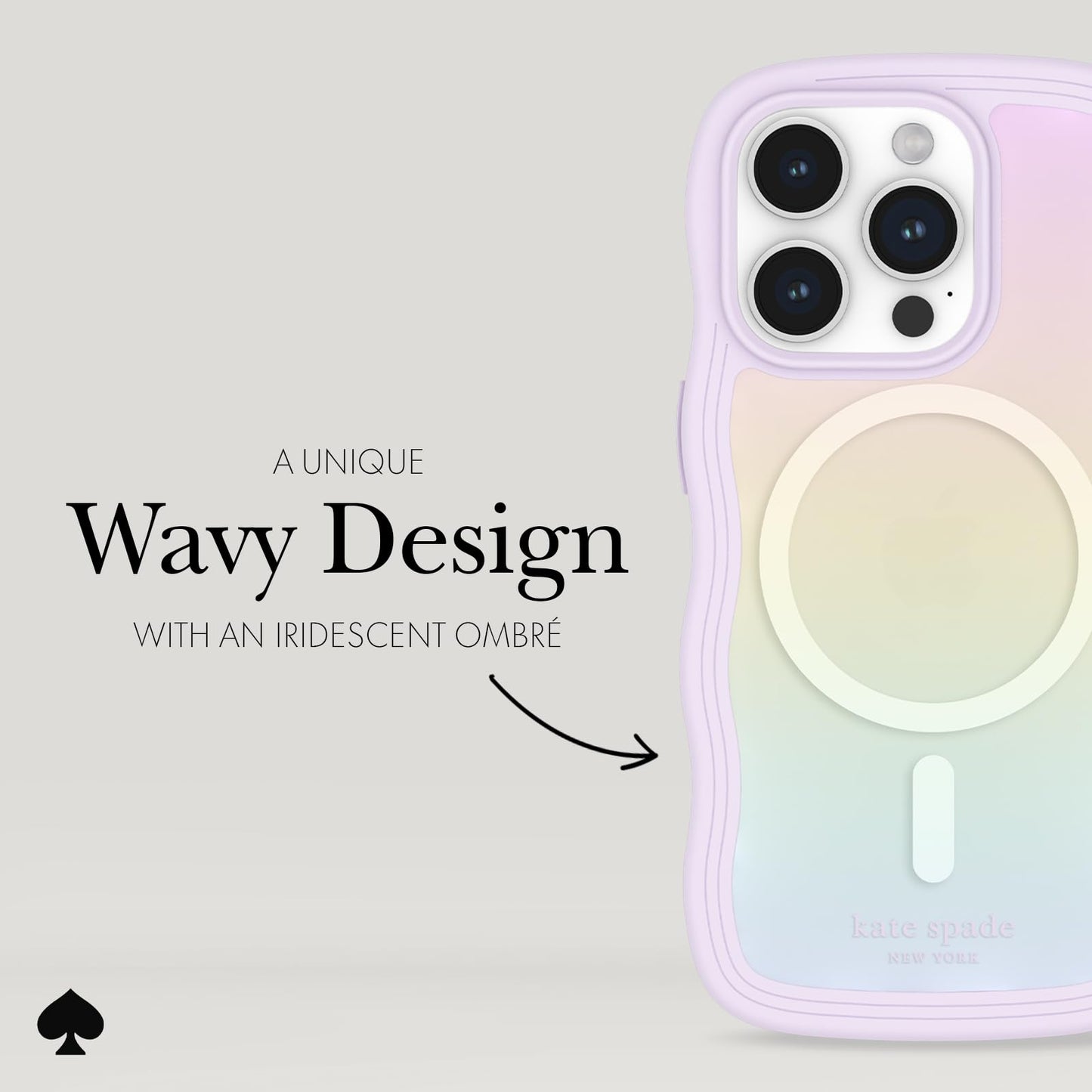 kate spade new york iPhone 15 Pro Case, Compatible with MagSafe - Wavy Iridescent