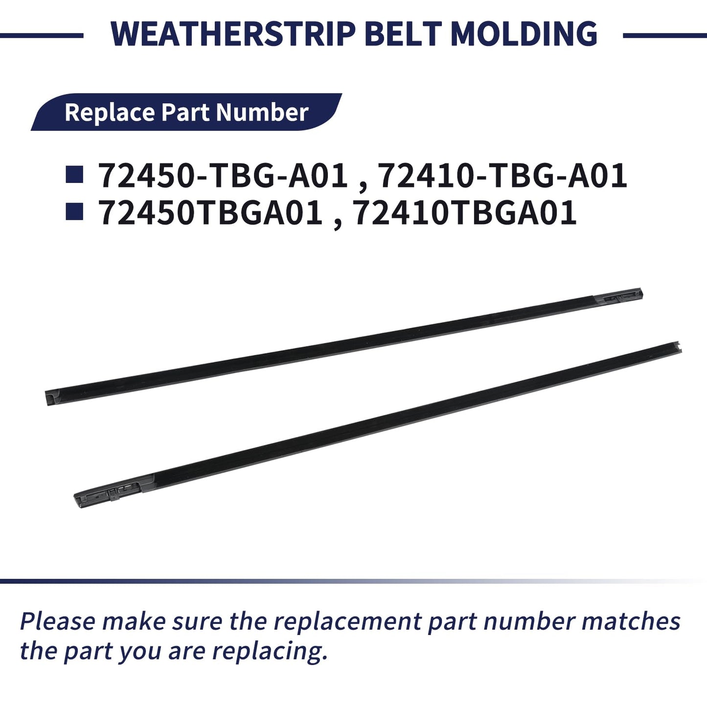 Magimaker Door Belt Molding Weatherstrip 72450-TBG-A01 72410-TBG-A01 Compatible with Honda Civic 2016 2017 2018 2019 2020 2-Door Window Trim Seal Strip