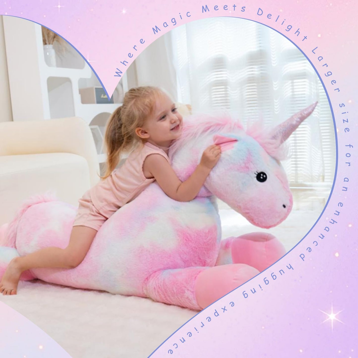 GADXV Giant Unicorn Stuffed Animals Plush 47 inch, Large Stuffed Unicorn Plushies, Big Plush Unicorn Gift for Kids Boys, Birthday,Valentine,Christmas