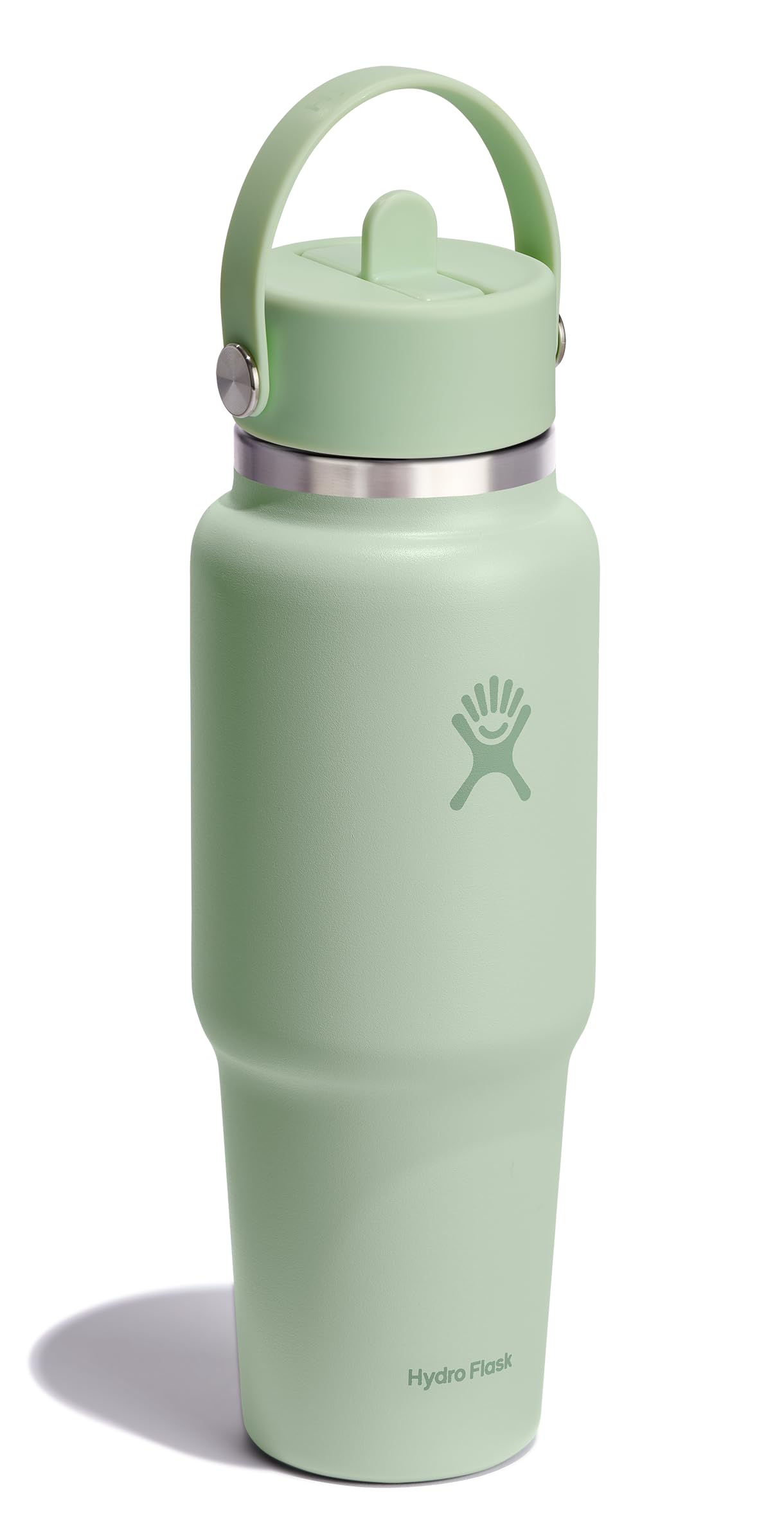 Hydro Flask Travel Water Bottle - Insulated Stainless Steel - Wide Straw Lid, Non Spill, Leakproof in 32 Oz Aloe Green